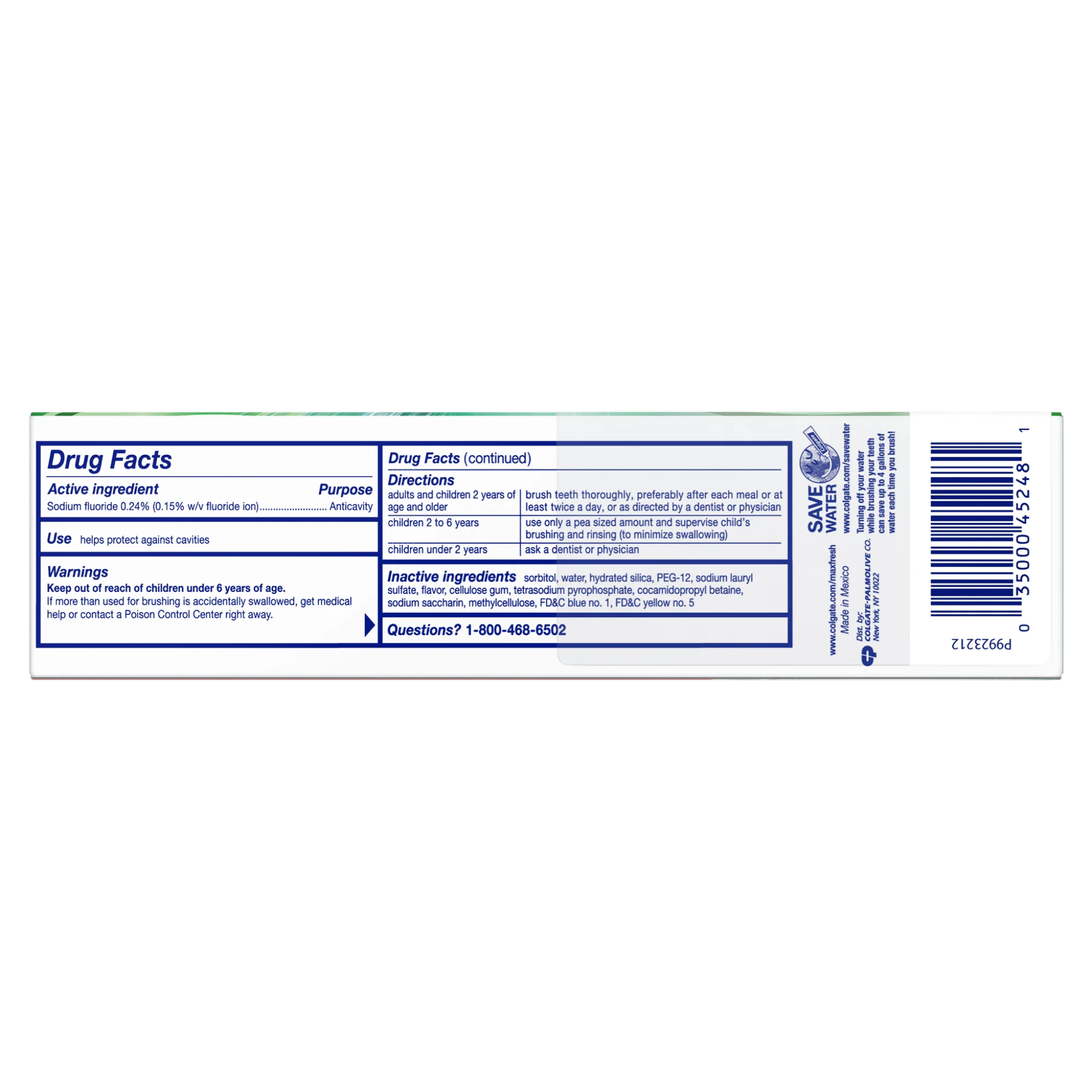 Colgate, Max Fresh Whitening Toothpaste with Mini Breath Strips, Clean Mint Flavor for Whitening and Freshness, 6.3 oz Tube