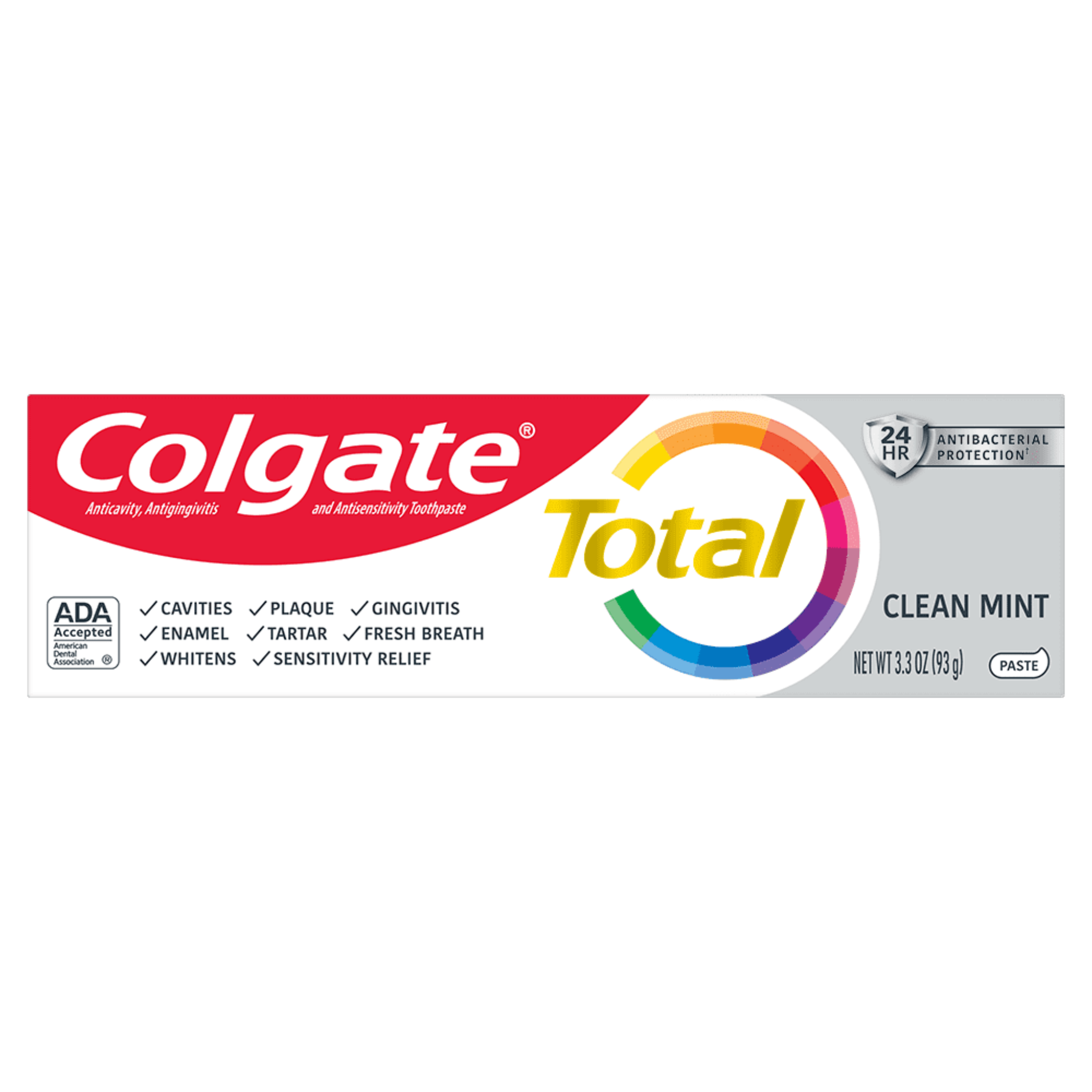 Colgate, Total Paste Formula Toothpaste, Clean Mint Flavor for Comprehensive Oral Care, 3.3 oz