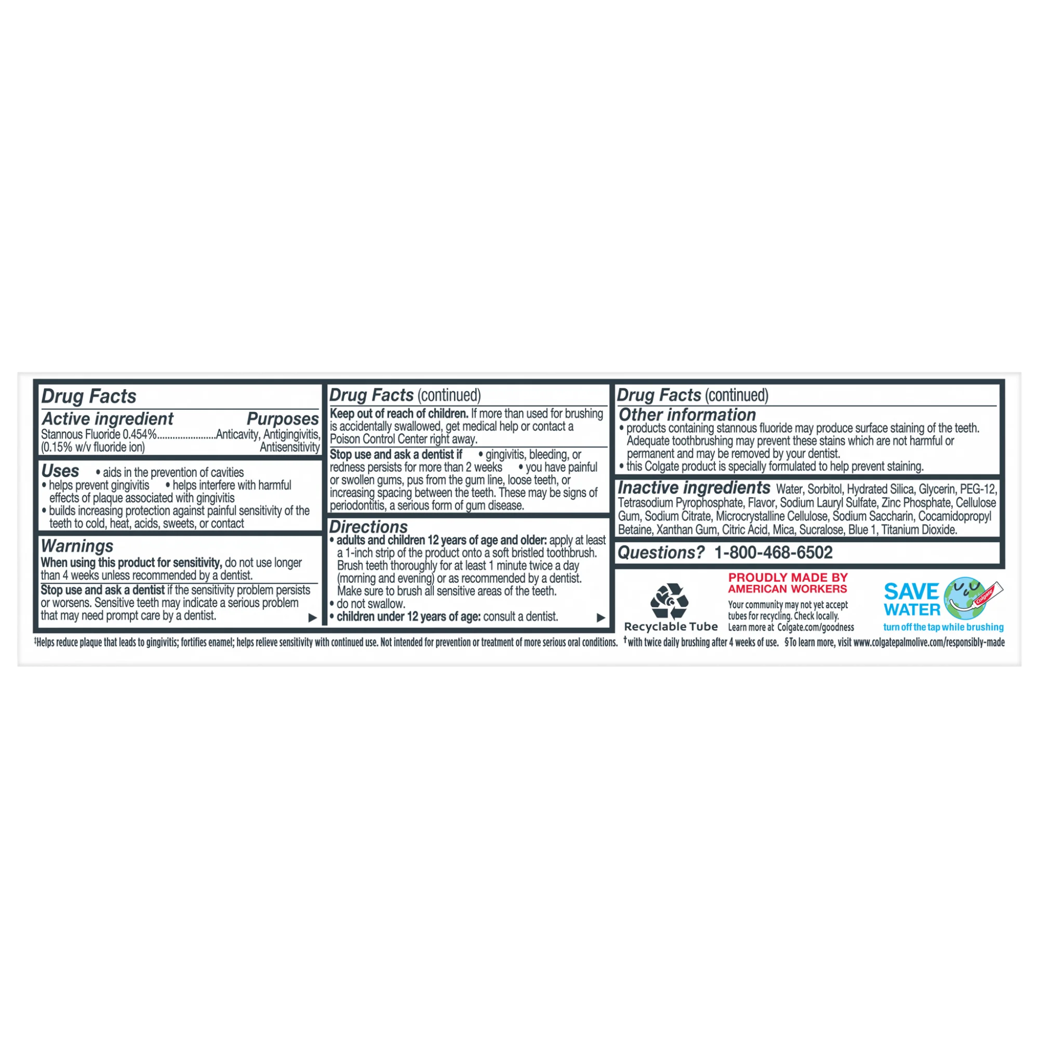 Colgate, Total Whitening Mint Toothpaste Gel, Effective Stain Removal and Fresh Breath, 3.3 oz