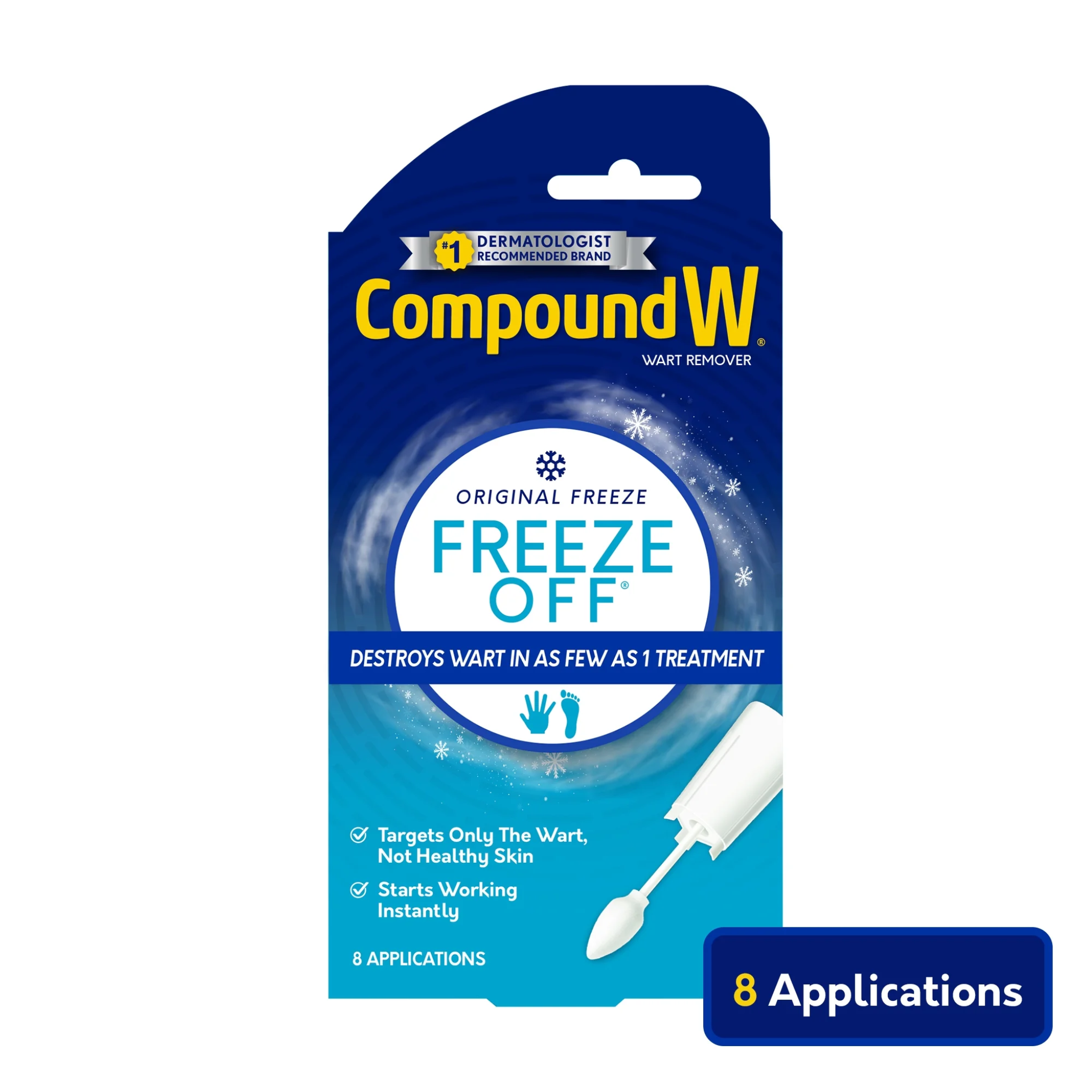 Compound W, Freeze Off Wart Remover, Effective Treatment for Common and Plantar Warts, 8 Applications