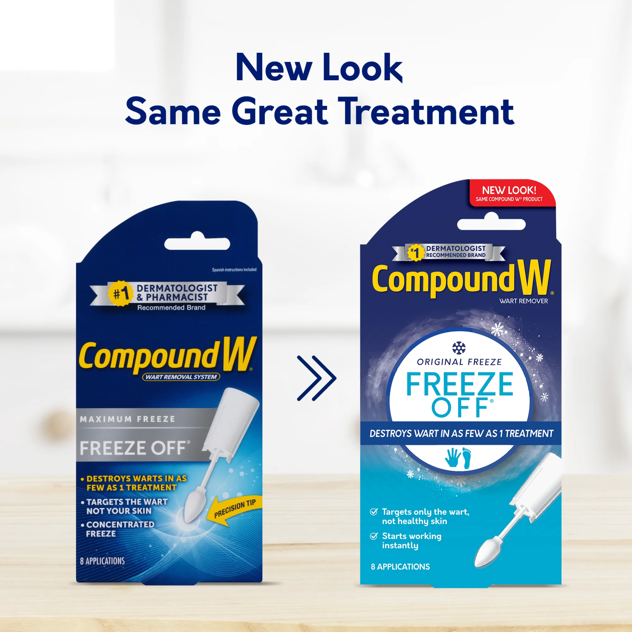 Compound W, Freeze Off Wart Remover, Effective Treatment for Common and Plantar Warts, 8 Applications