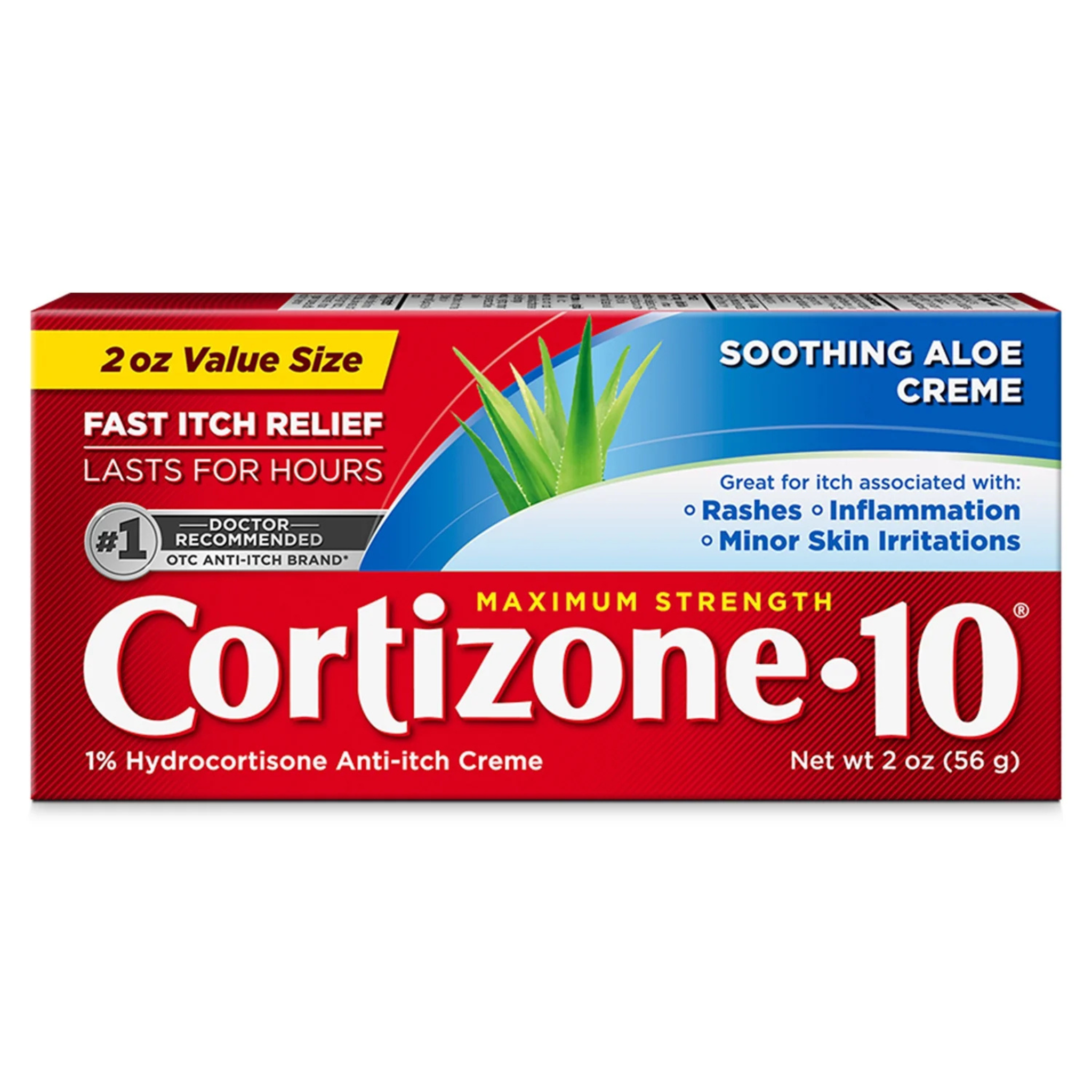 Cortizone-10, 1% Hydrocortisone Anti-Itch Cream, Maximum Strength for Eczema and Bug Bite Relief, 2 oz