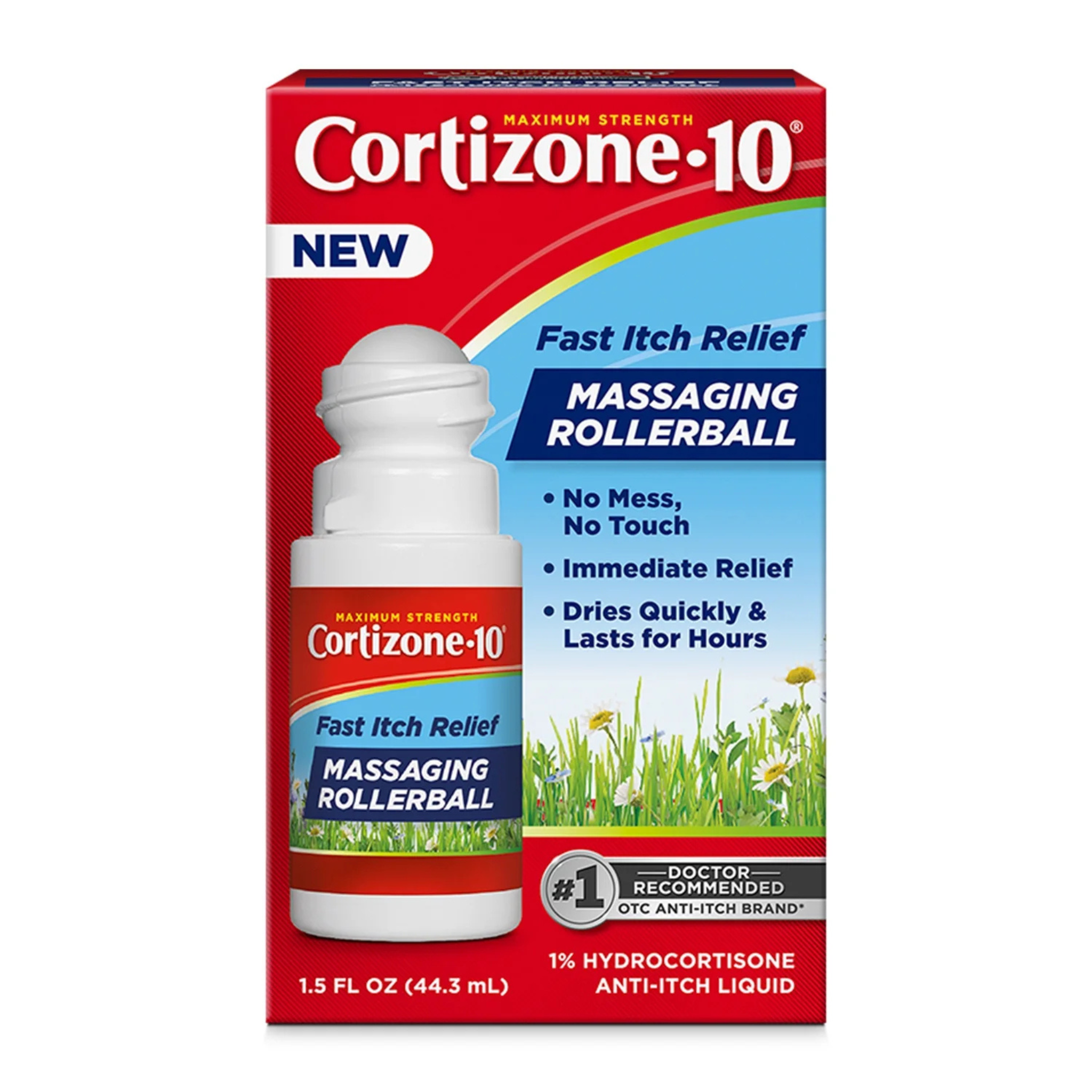 Cortizone-10, Massaging Rollerball for Itch Relief, Maximum Strength 1% Hydrocortisone, Anti-Itch and Bug Bite Relief, 1.5 oz
