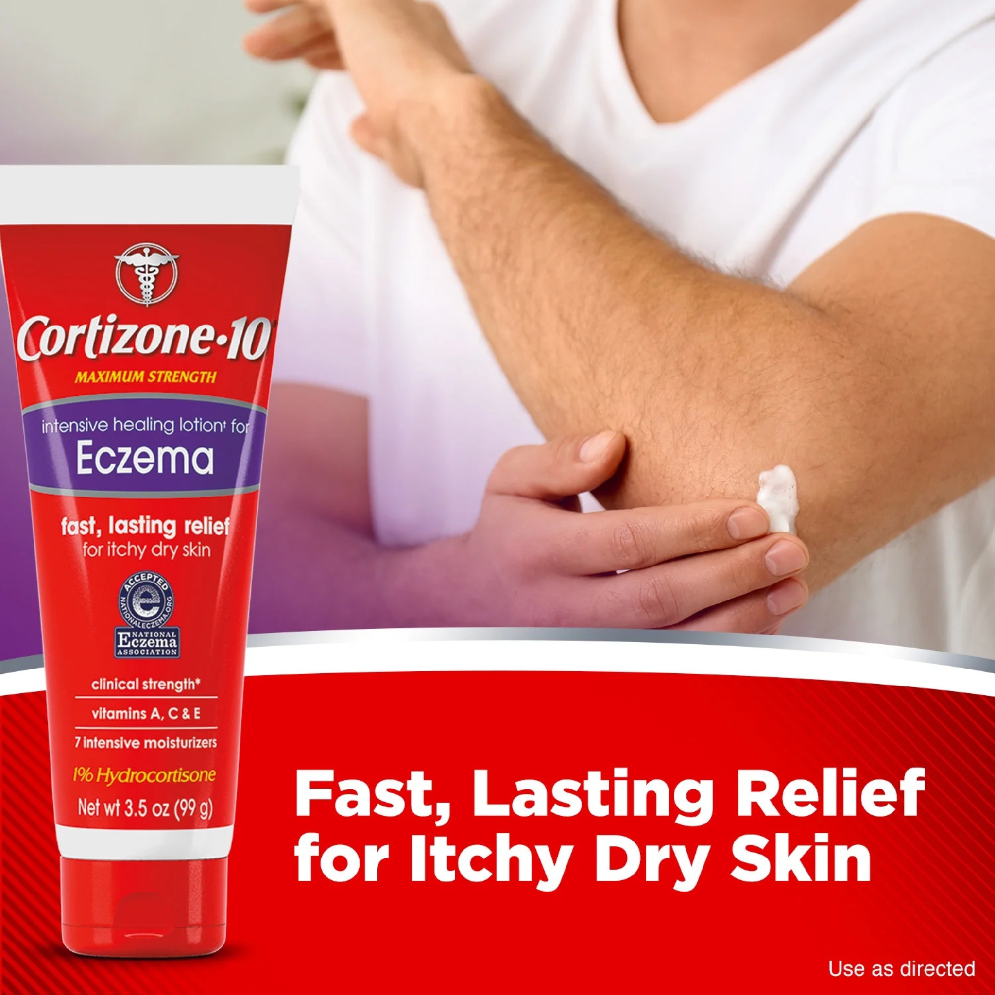 Cortizone 10, Maximum Strength Intensive Healing Eczema Lotion, Hydrocortisone 1% for Dry Skin Relief, 3.5 Oz