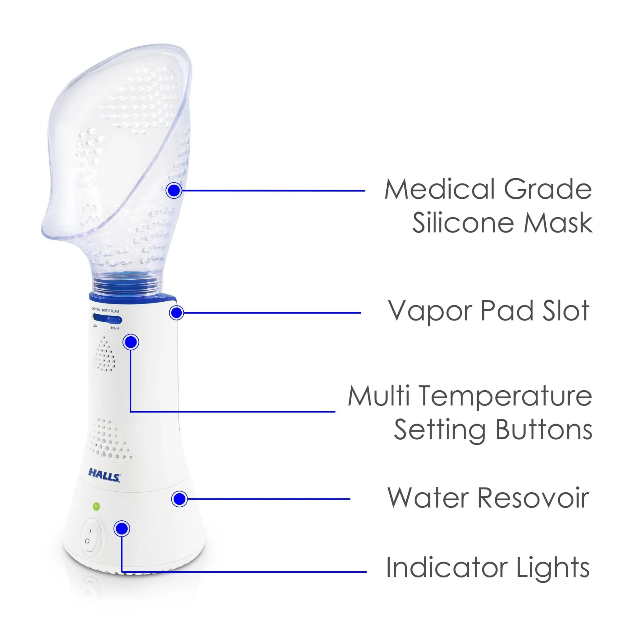 Crane x HALLS Corded Steam Inhaler, White for Personal Humidification and Sinus Relief