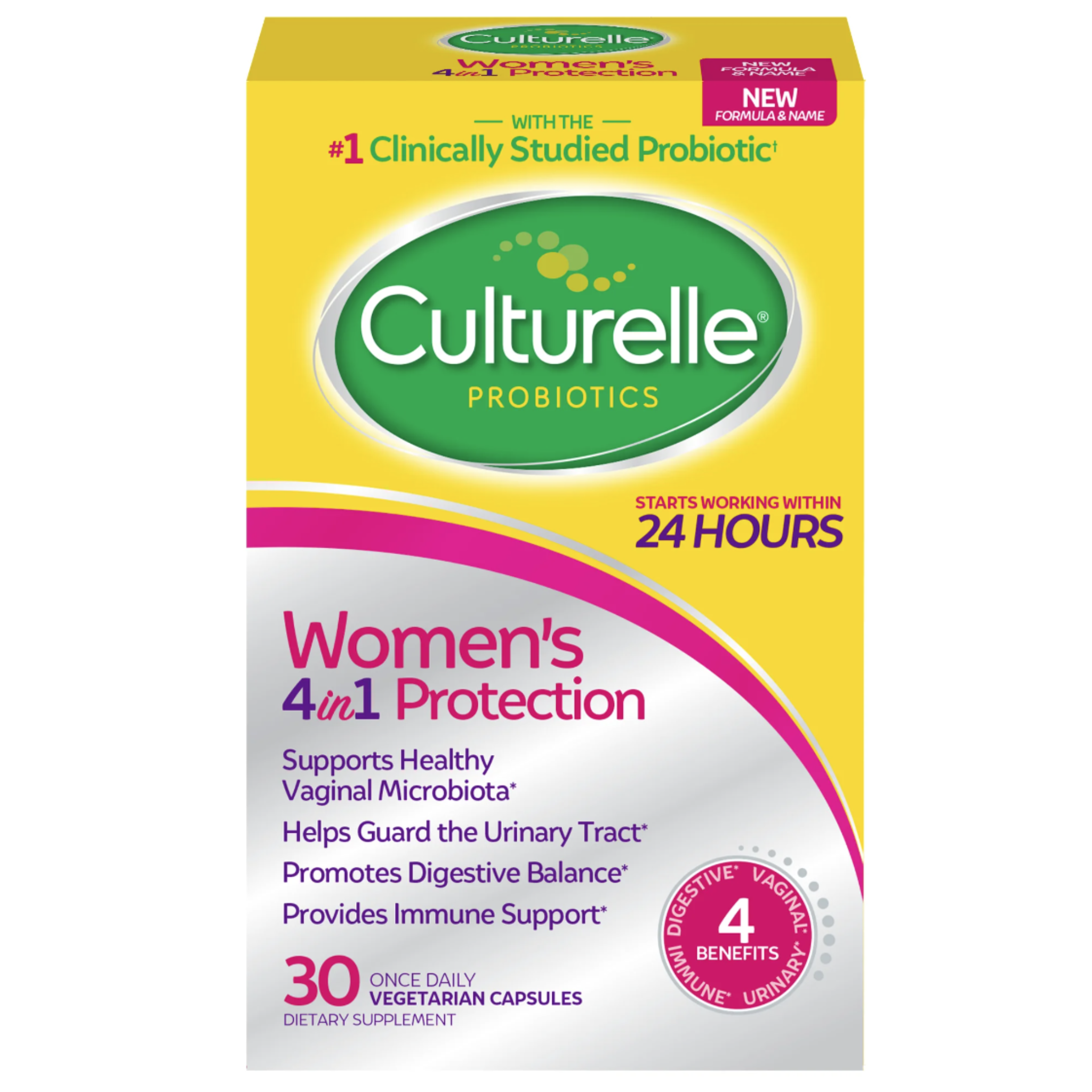 Culturelle Women's 4-in-1 Daily Probiotic Supplements, 30 Count