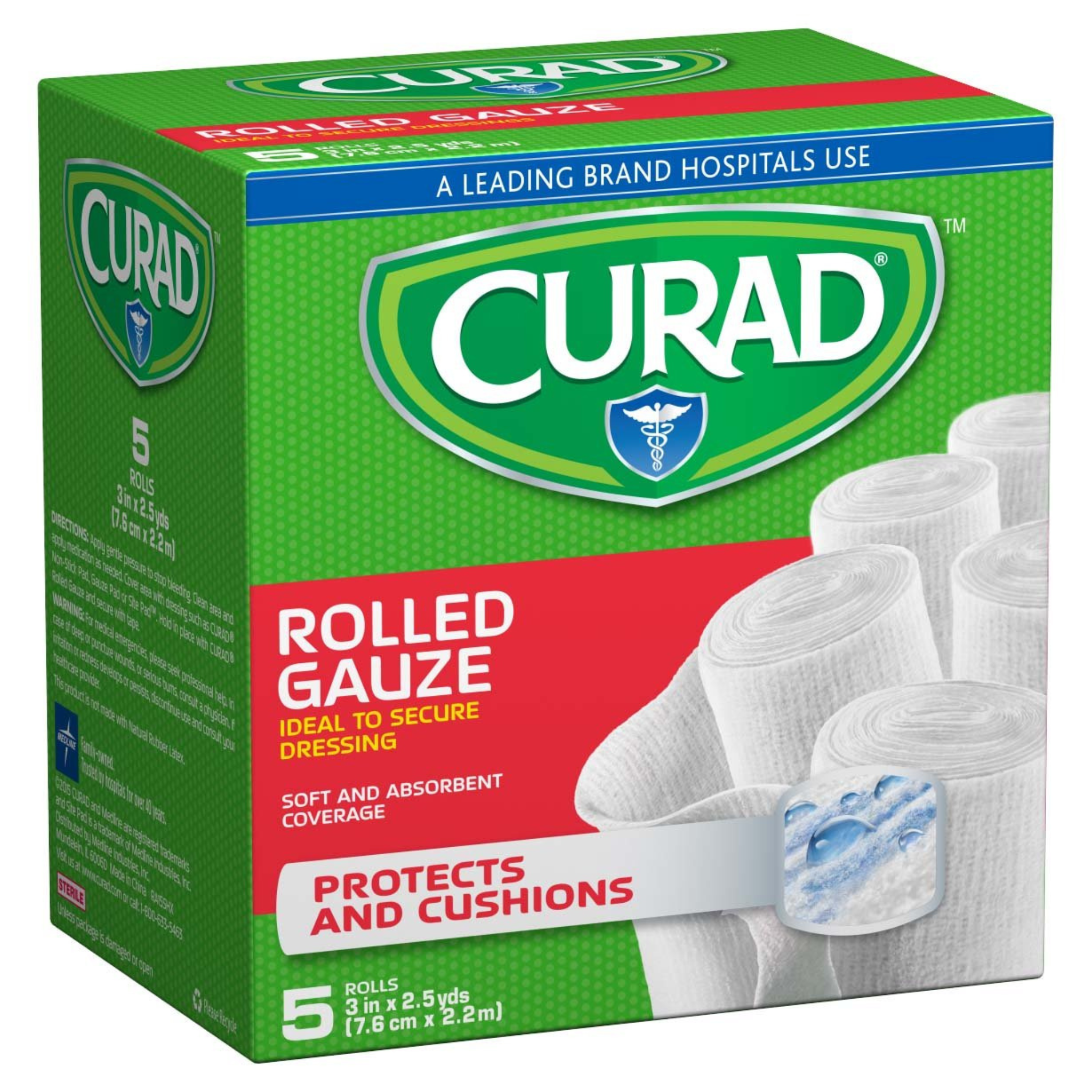 Curad CUR4731435 Prosorb Rolled Gauze, 3" x 90", 5 Count