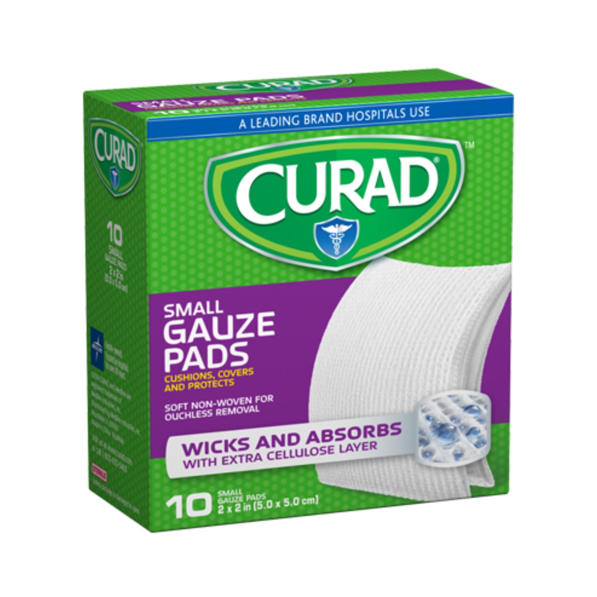 Curad Small Gauze Pads, 2″ x 2″, 10 count