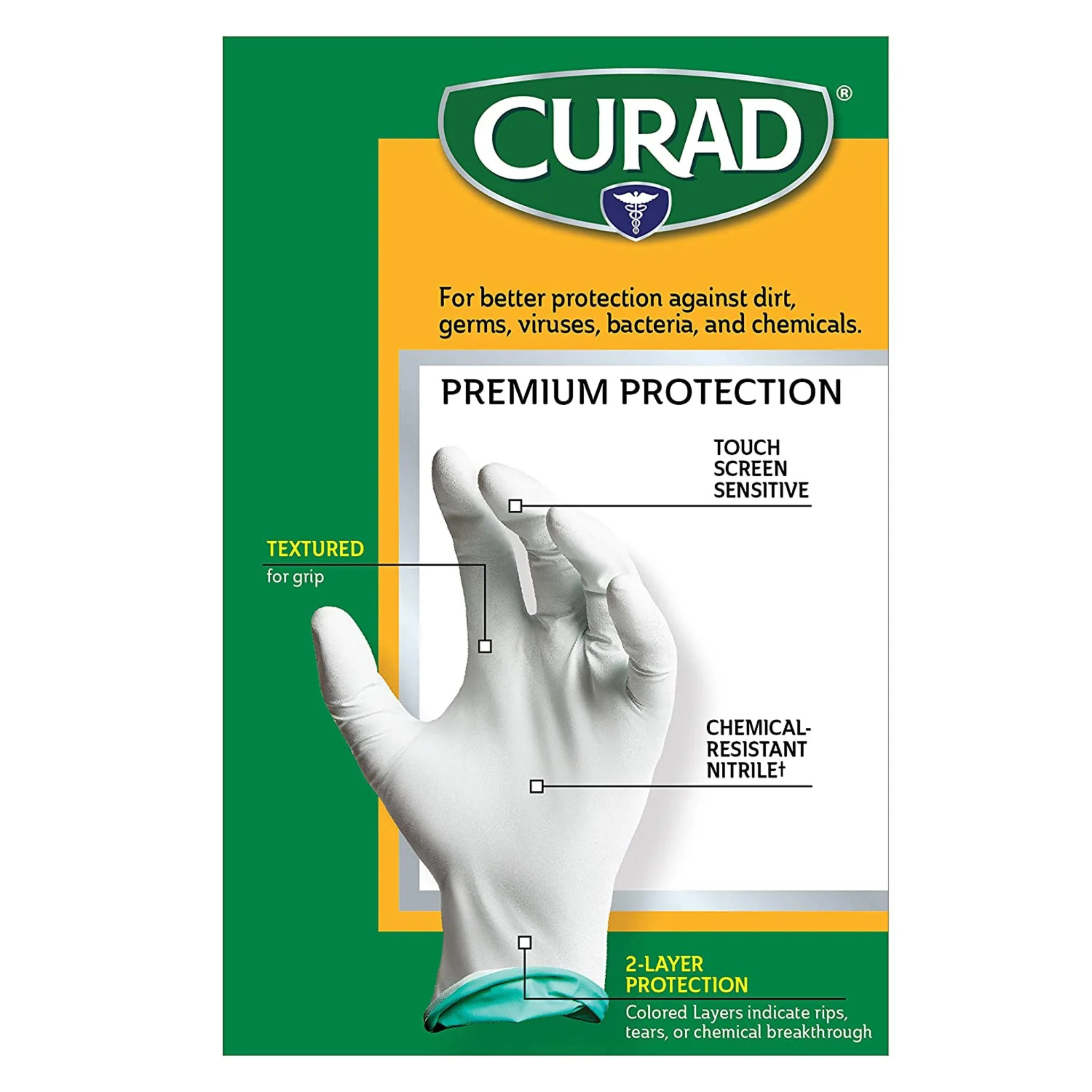 Curad, Tear-Resistant Exam Gloves, Durable and Comfortable Protection, One Size Fits Most, 50 Count