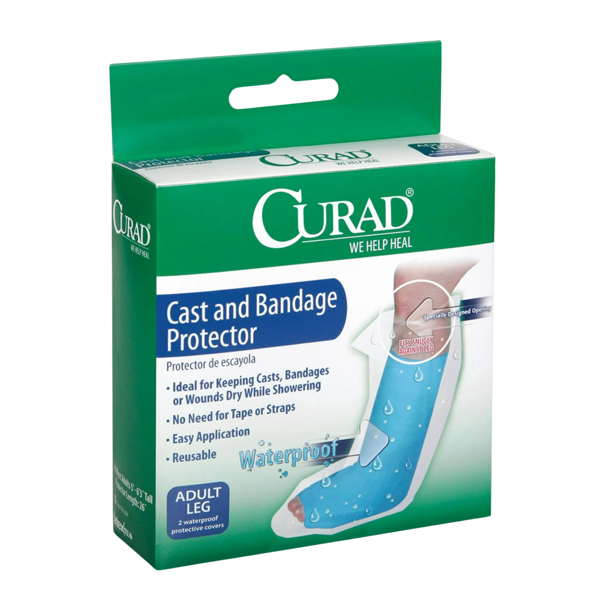 Curad, Cast & Bandage Protector, Adult Cast Leg Protector for Shower or Bath, Waterproof, Clear
