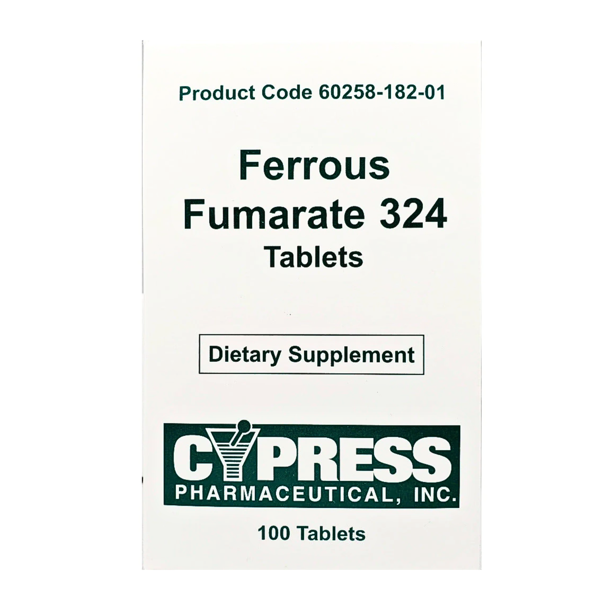 Cypress, Ferrous Fumarate 324 mg, High-Potency Iron Supplement for Red Blood Cell Support, 100 Tablets