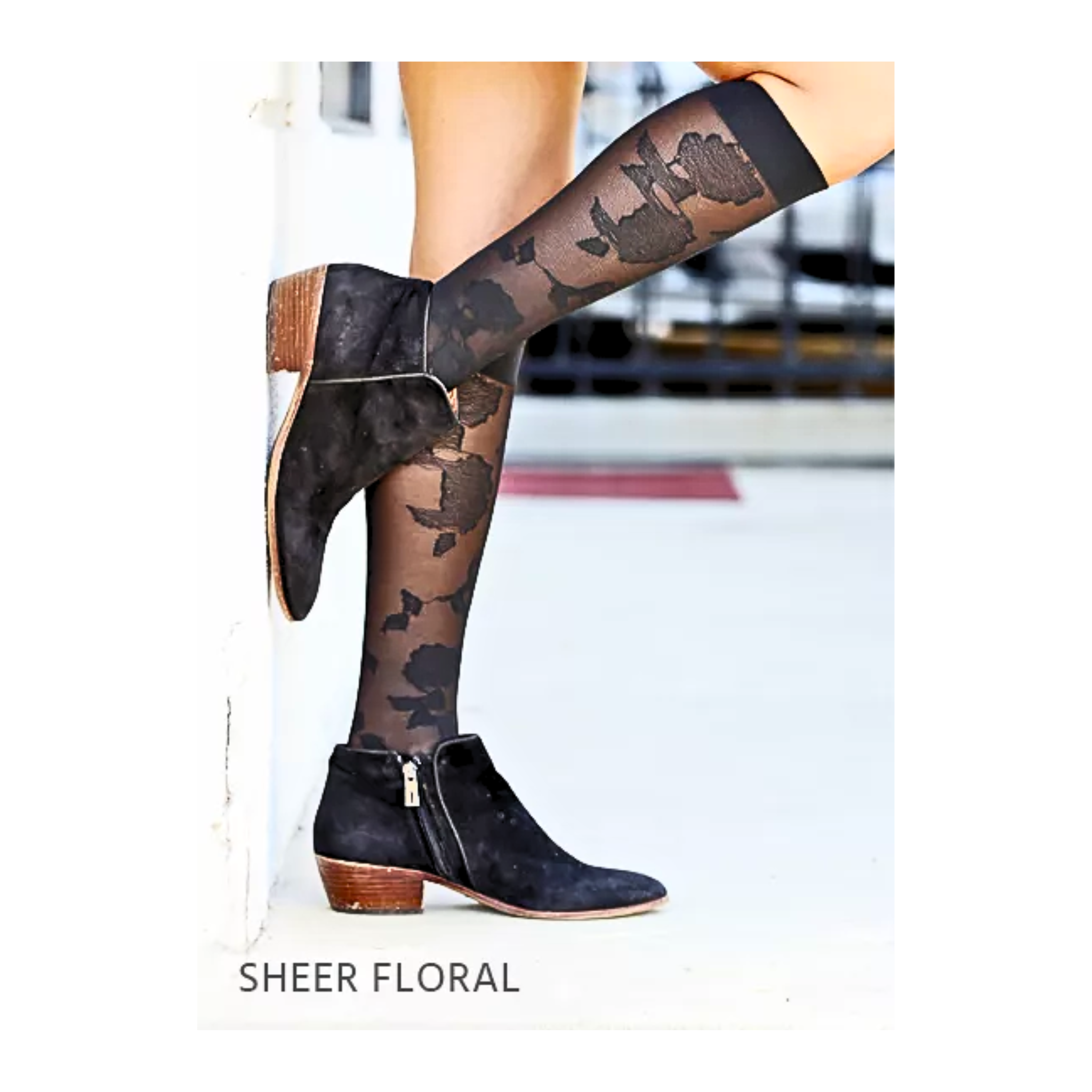 Dr. Comfort, Rejuva Women's Knee-High Compression Stockings, Floral Pattern, 15-20 mmHg, Small, Black