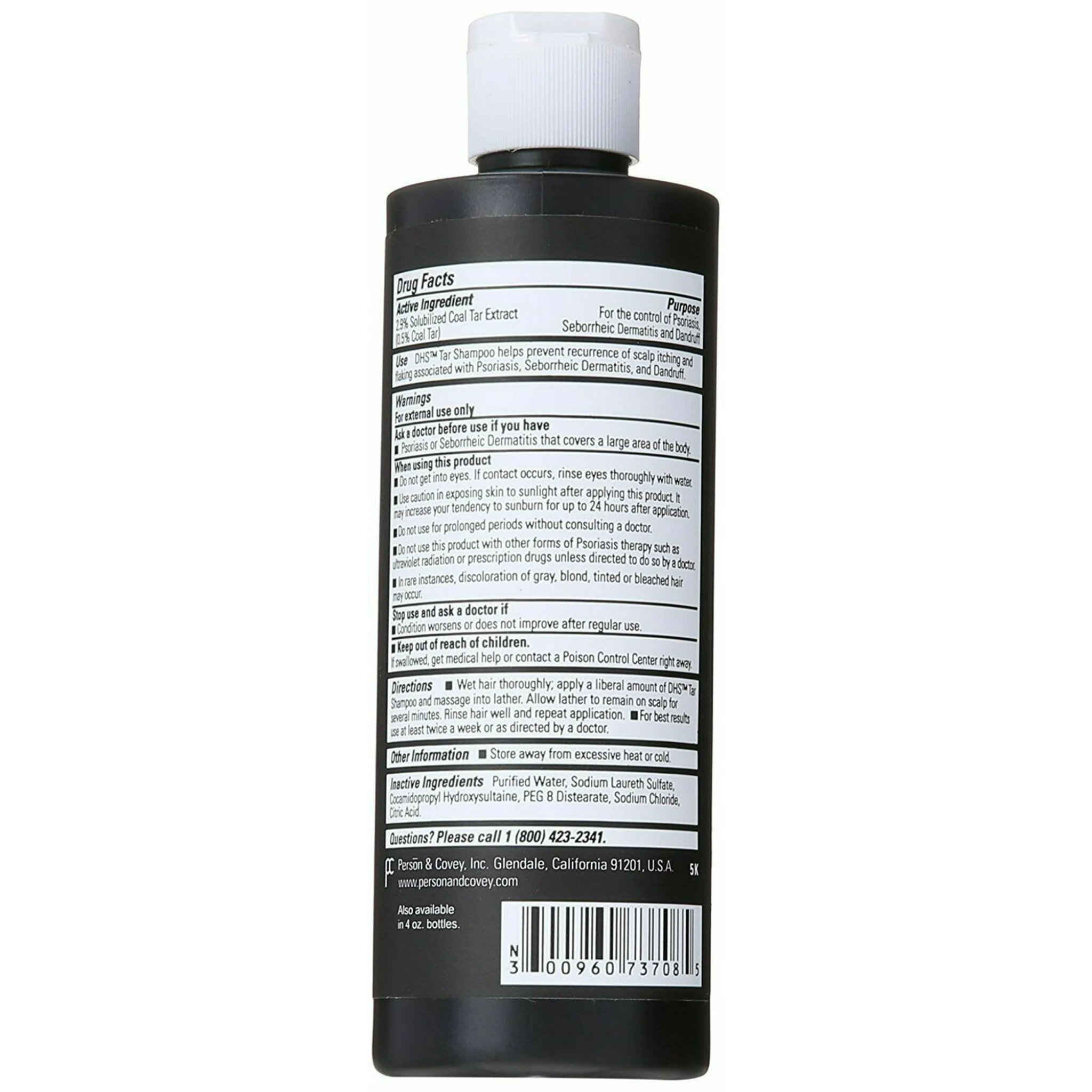 DHS, Fragrance-Free Tar Shampoo, Gentle Treatment for Psoriasis & Seborrheic Dermatitis, 8 Fl. Oz
