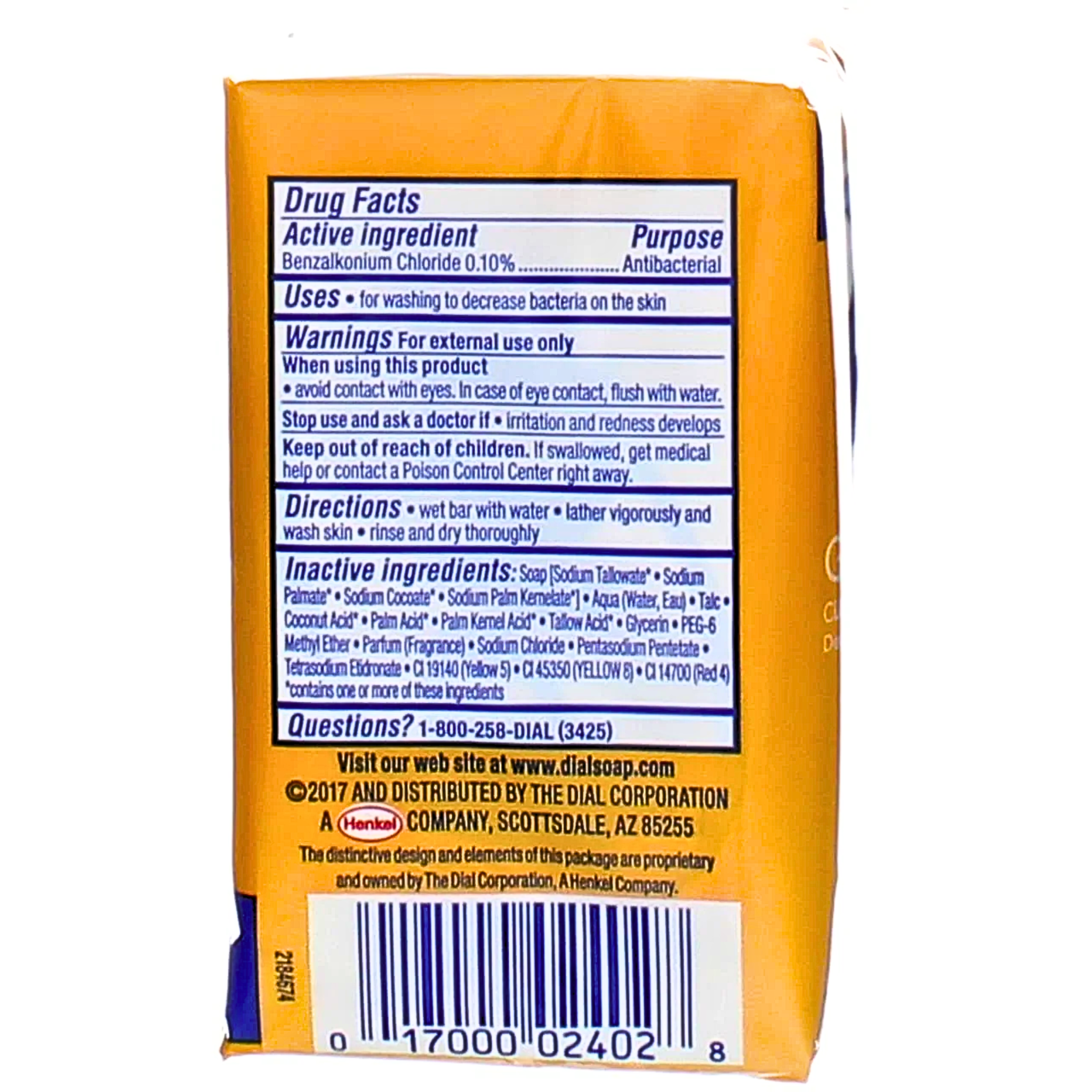 Dial, Antibacterial Deodorant Bar Soap, Gold, Long-Lasting Odor Protection, 4 oz, 3 Bars - Pharmaful