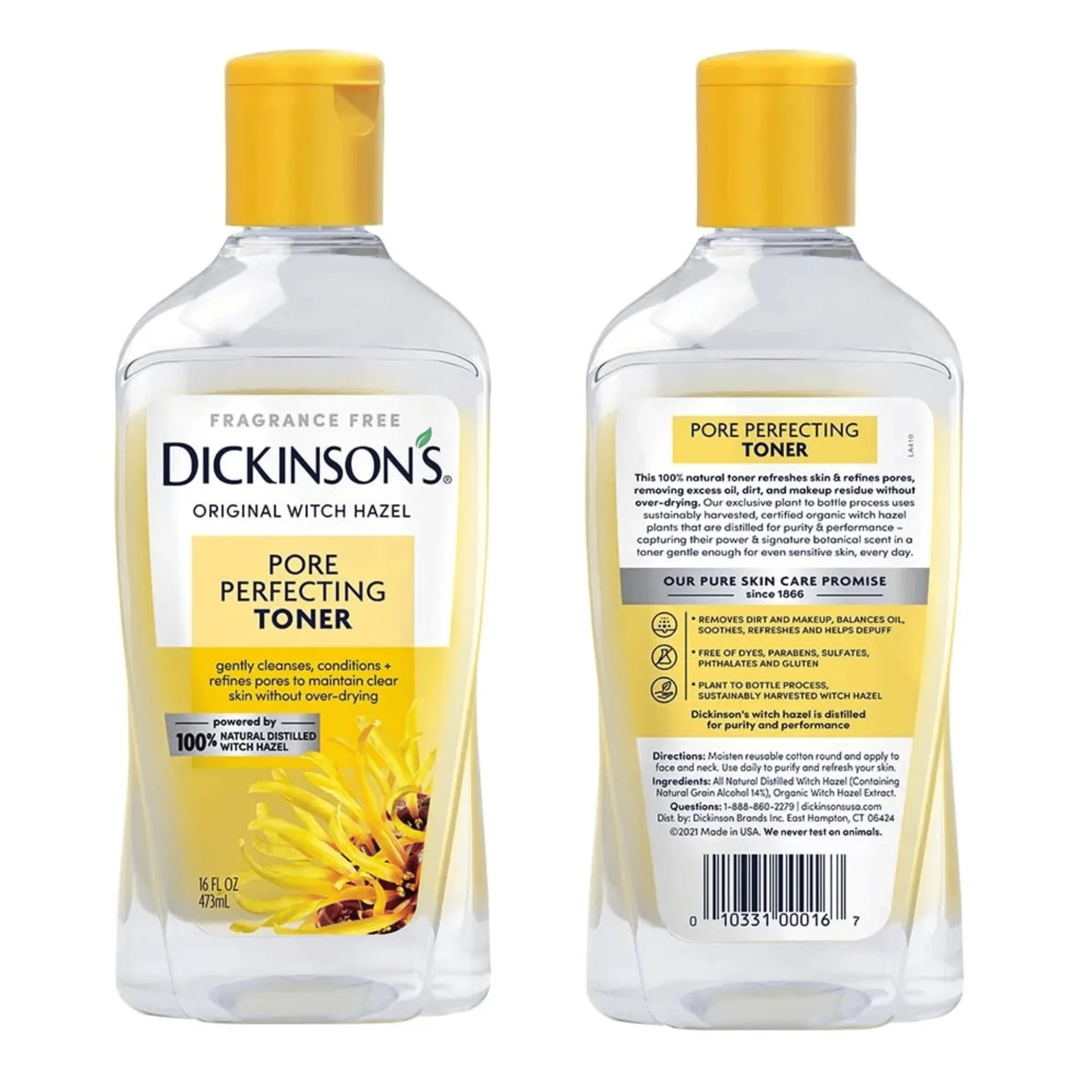 Dickinson's, Original Witch Hazel Pore Perfecting Toner, Refines and Balances Skin, 16 oz