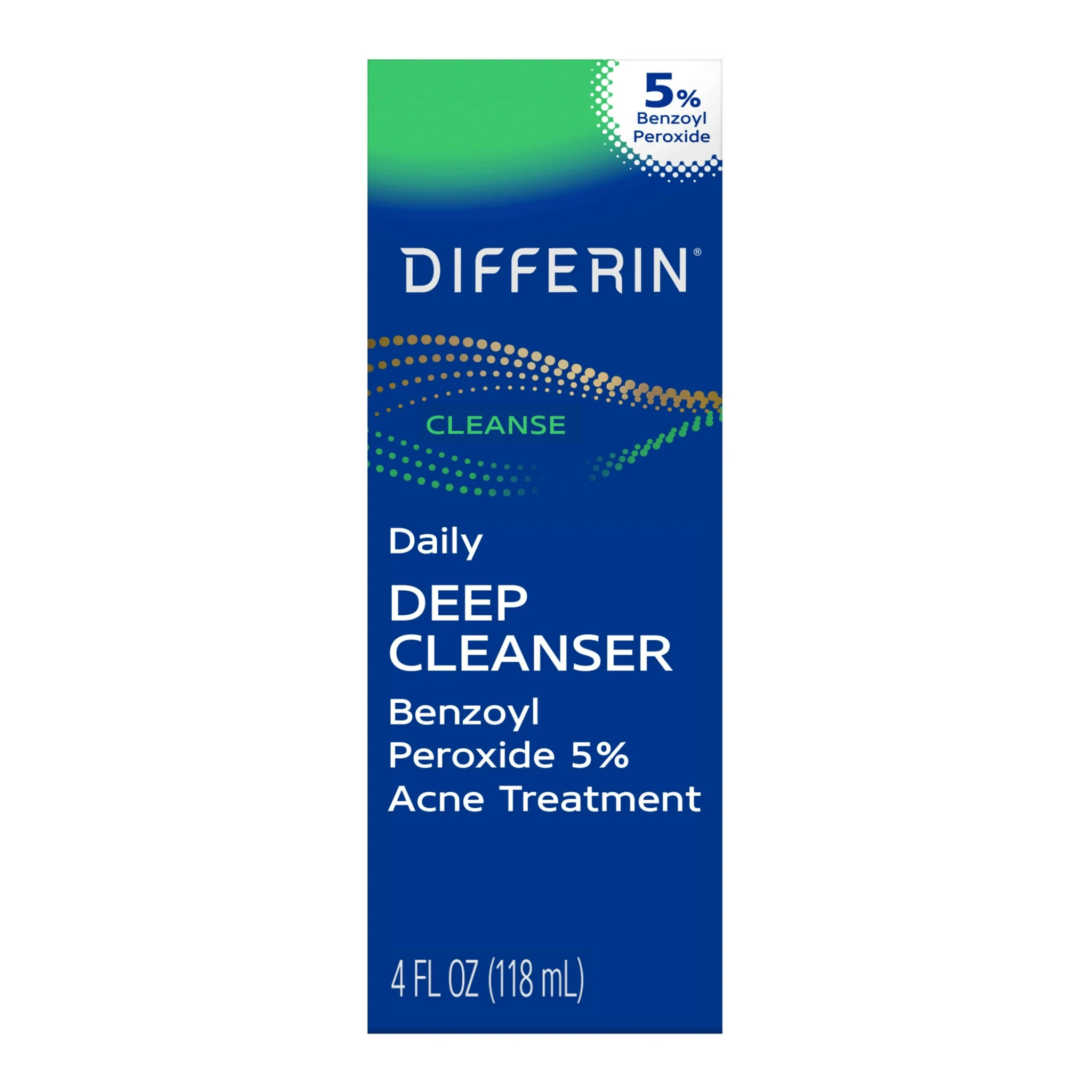 Differin, Daily Deep Cleanser Face Wash for Acne-Prone Skin with 5% Benzoyl Peroxide, 4 oz