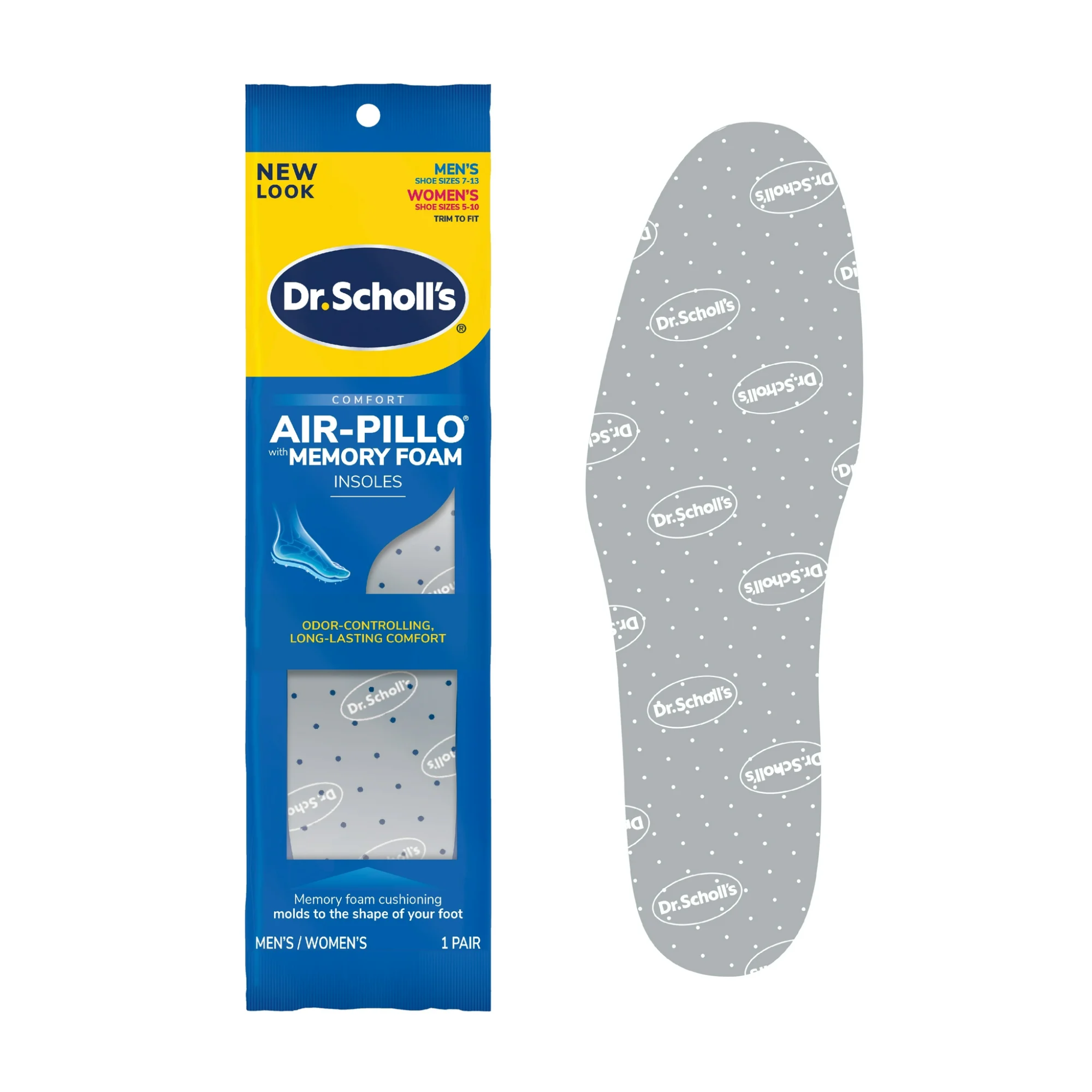 Dr. Scholl's Air-Pillo With Memory Foam Insoles, Trim to Fit Insoles, Unisex, 1 Pair