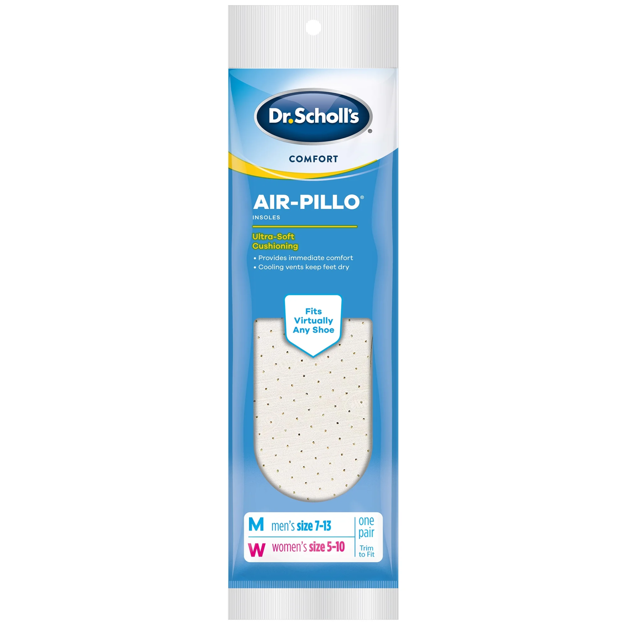 Dr. Scholl's, Air-Pillo Shoe Insoles, Ultra-Soft Cushioning Foam for Comfort and Support, Men Size 7-13, Women Size 5-10, 1 Pair - Pharmaful
