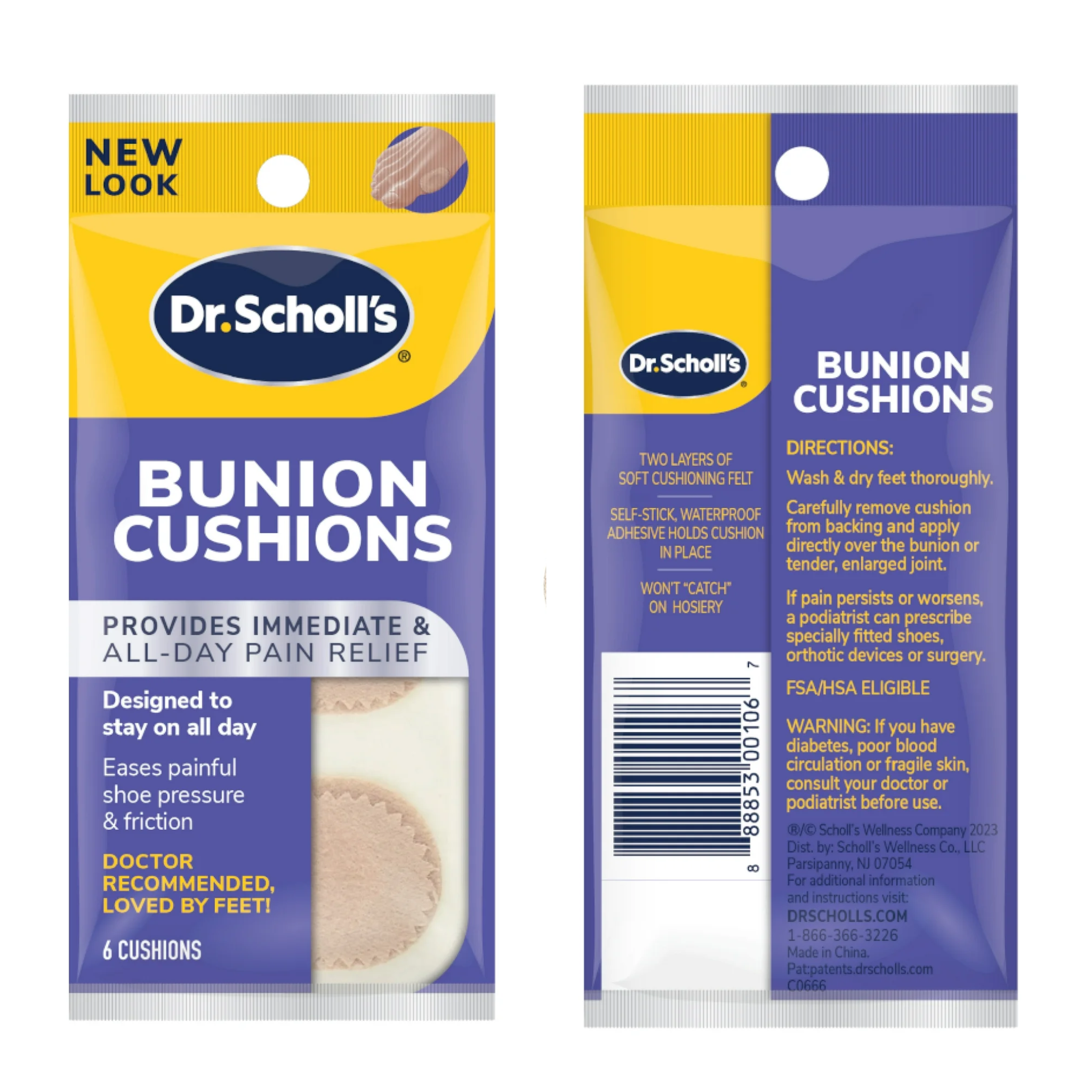 Dr. Scholl's, Bunion Cushions for Feet, Immediate and All-Day Pain Relief with Soft Padding, 6 Count - Pharmaful