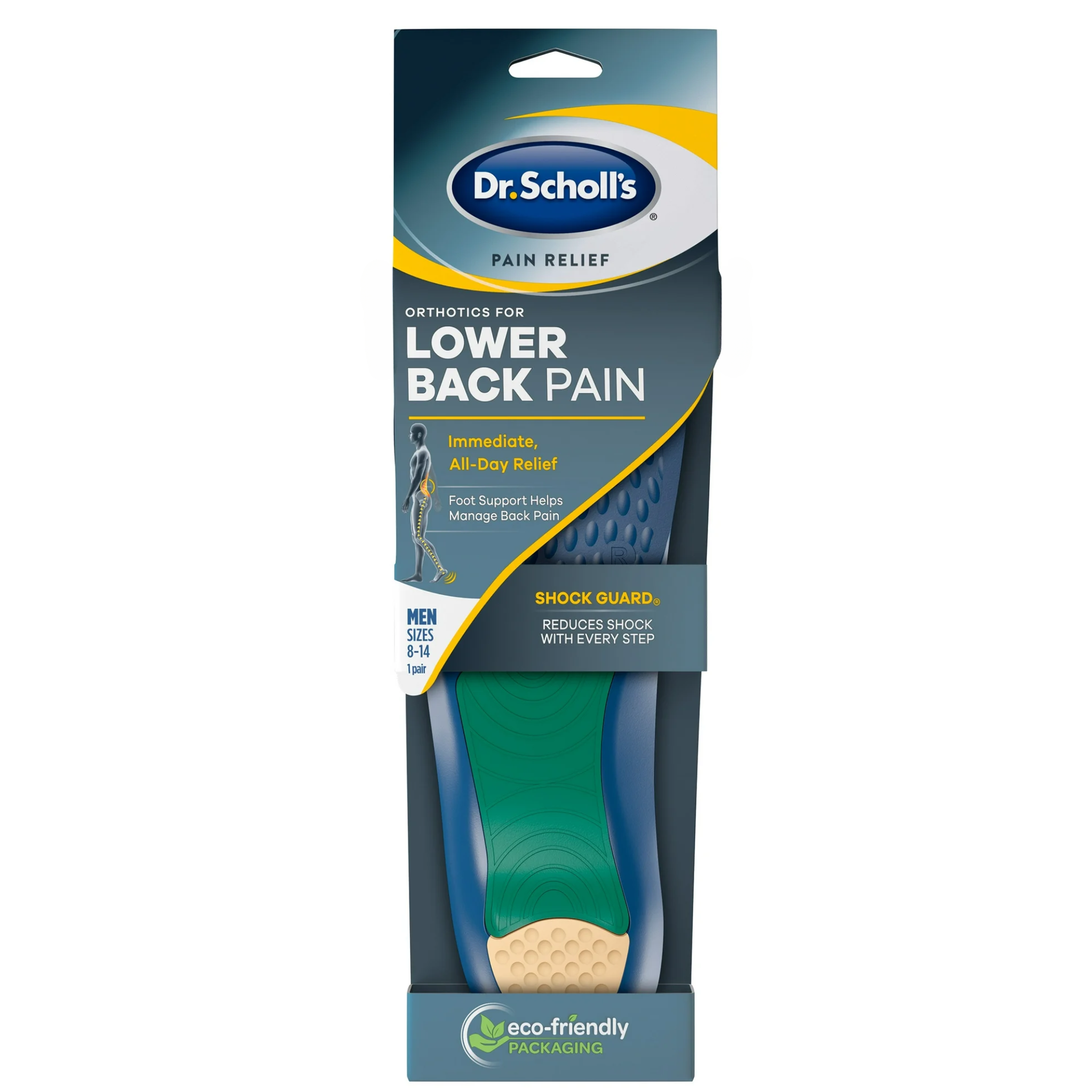 Dr. Scholl's, Pain Relief Orthotics for Lower Back Pain, Men's Insoles Size 8-15, 1 Pair