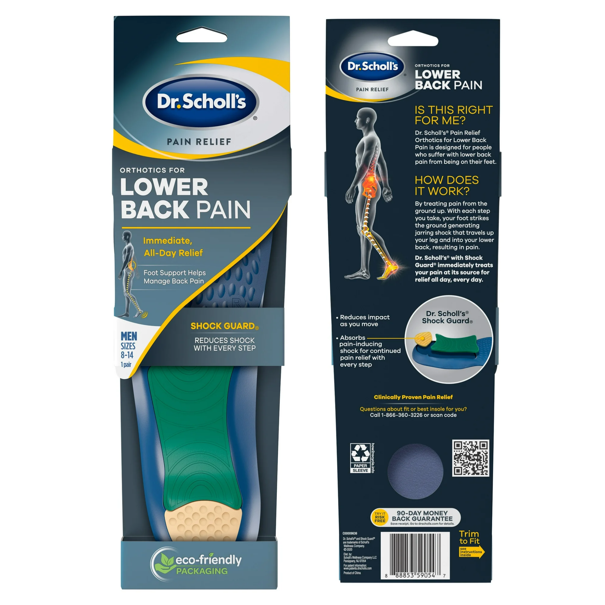 Dr. Scholl's, Pain Relief Orthotics for Lower Back Pain, Men's Insoles Size 8-15, 1 Pair