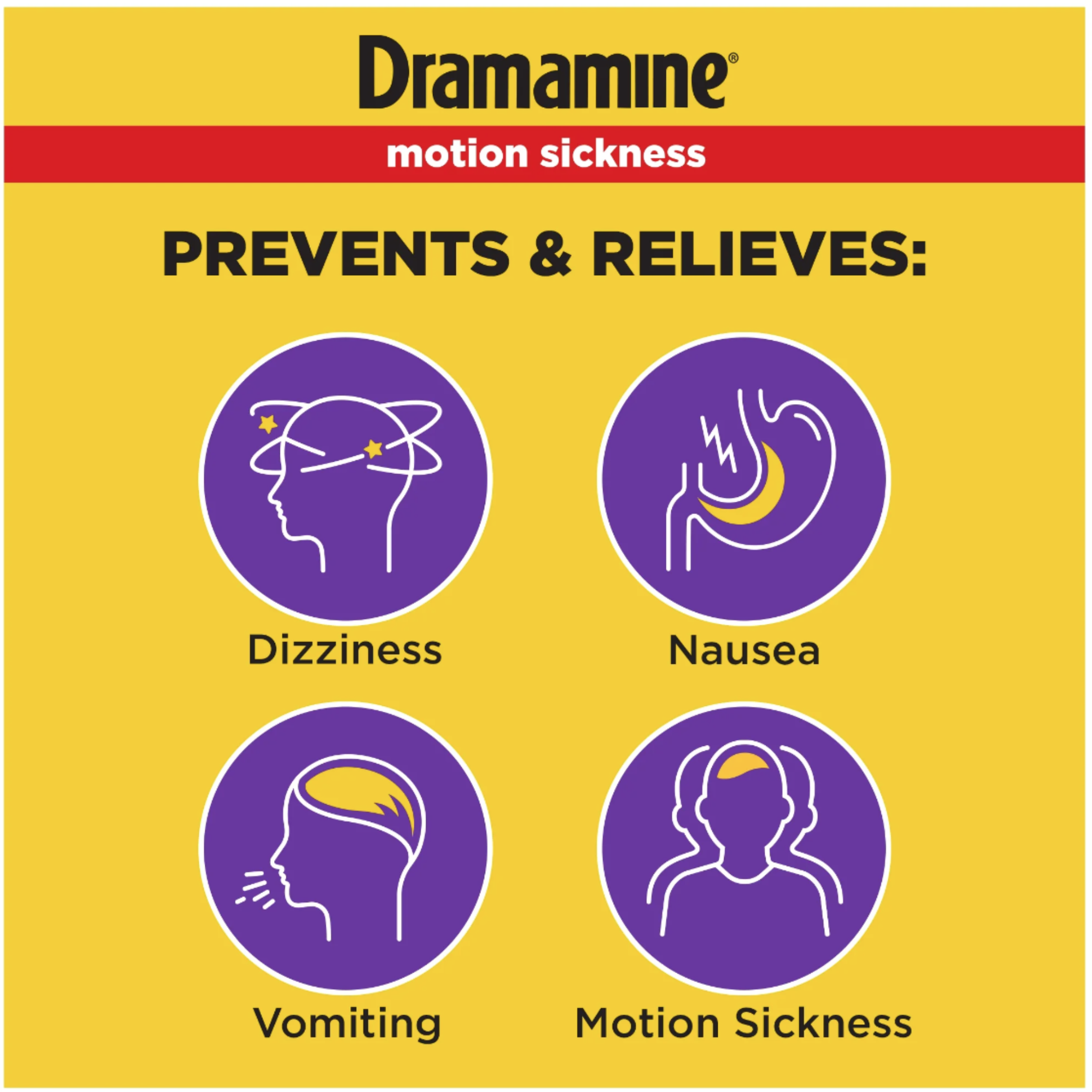 Dramamine Original, Motion Sickness Relief, Sensitive Stomach Travel Vial, 12 Count - Pharmaful