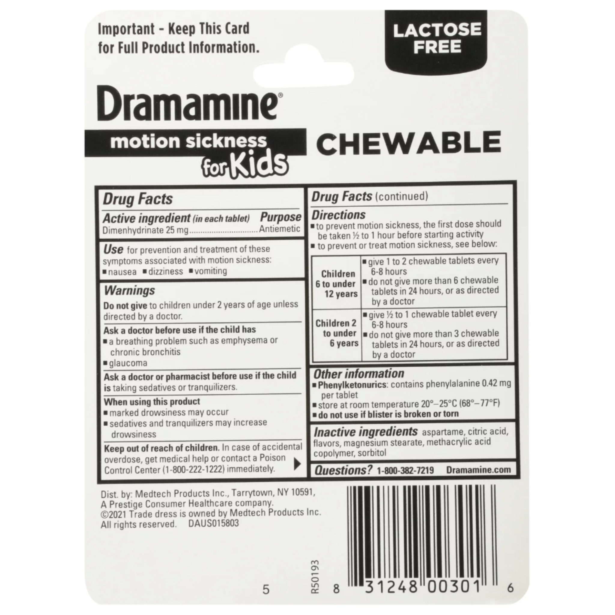 Dramamine Kids Chewable, Motion Sickness Relief, Grape Flavor, 8 Count - Pharmaful