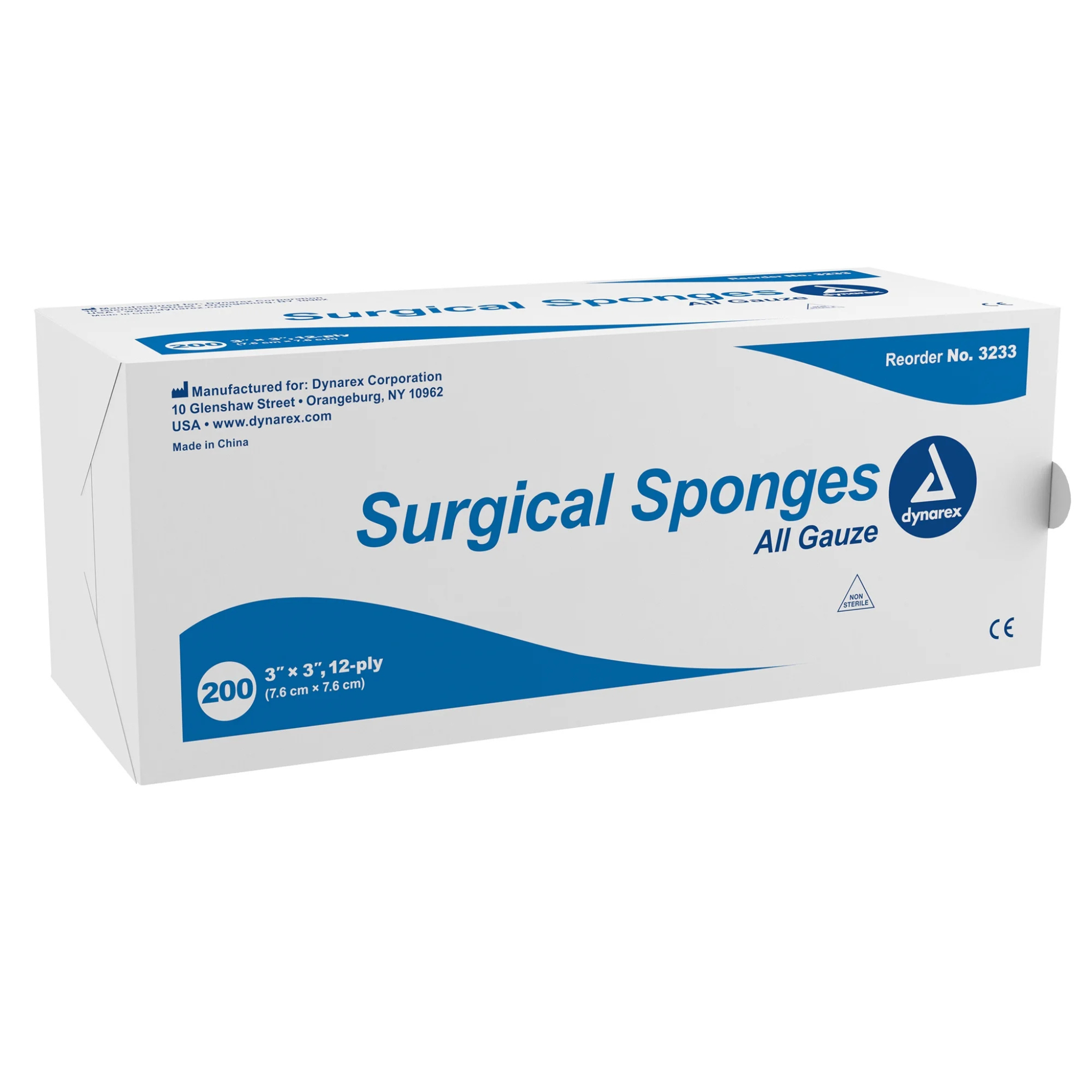 Dynarex 12-Ply Gauze Sponge NonSterile 3 x 3" 1 Boxes 200 per Box