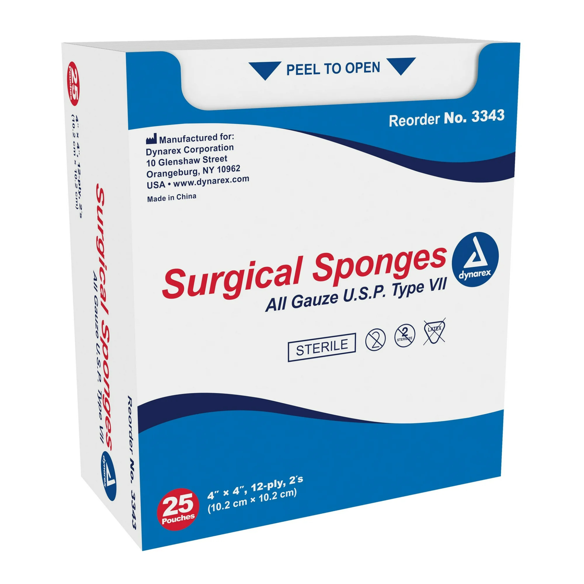 Dynarex 12-Ply Gauze Sponge Sterile 4 x 4 25 per Box