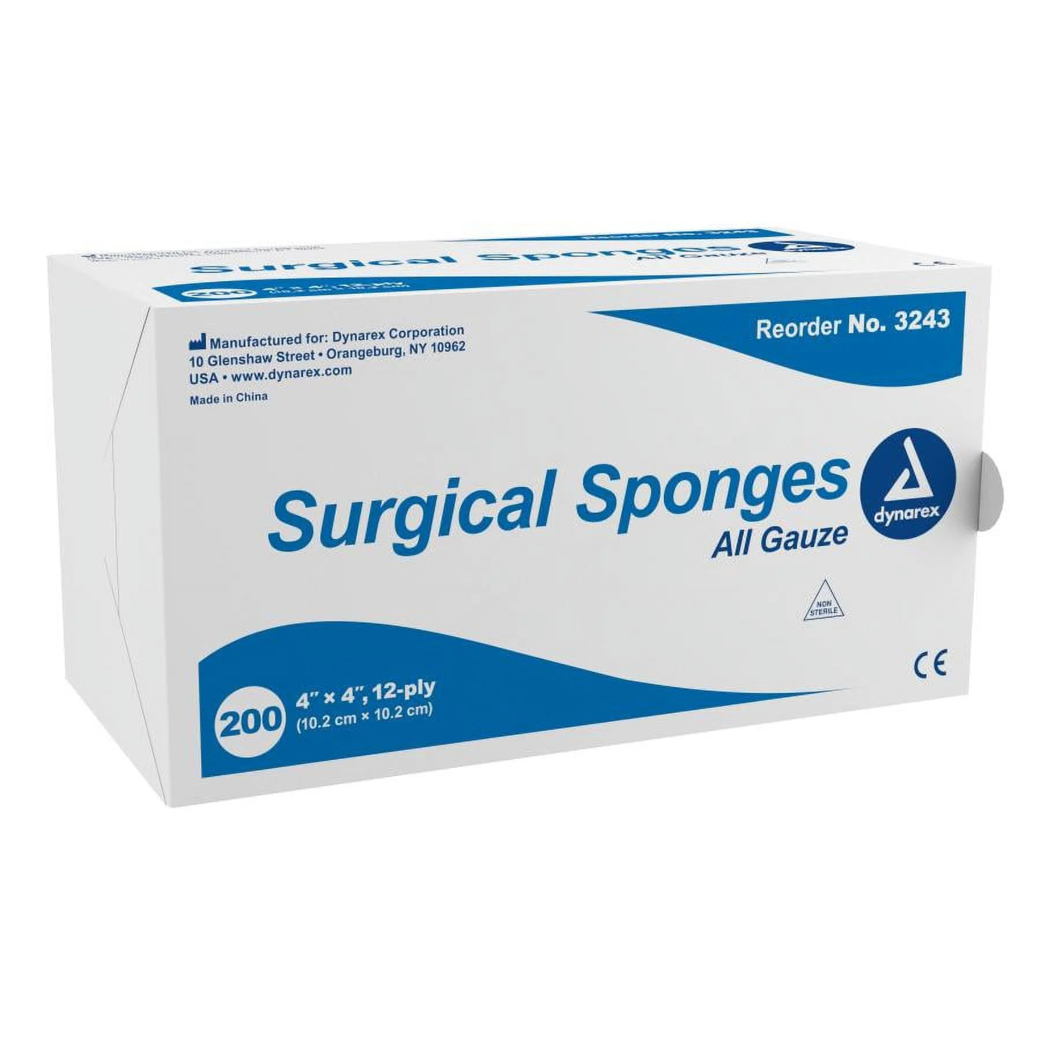 Dynarex Nonsterile Gauze Sponge, 4 x 4 Inch, 200 Count