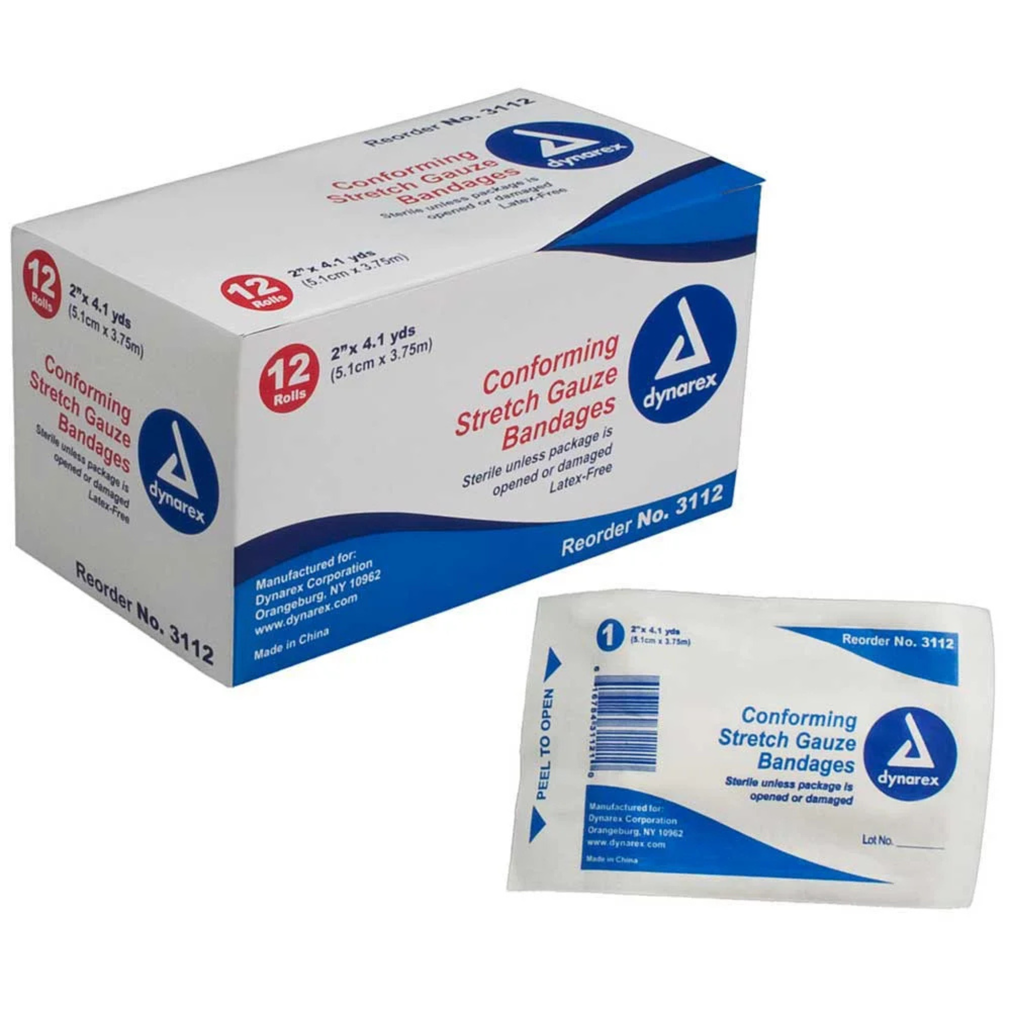 Dynarex Stretch Gauze Bandage Roll 2"  12 pack
