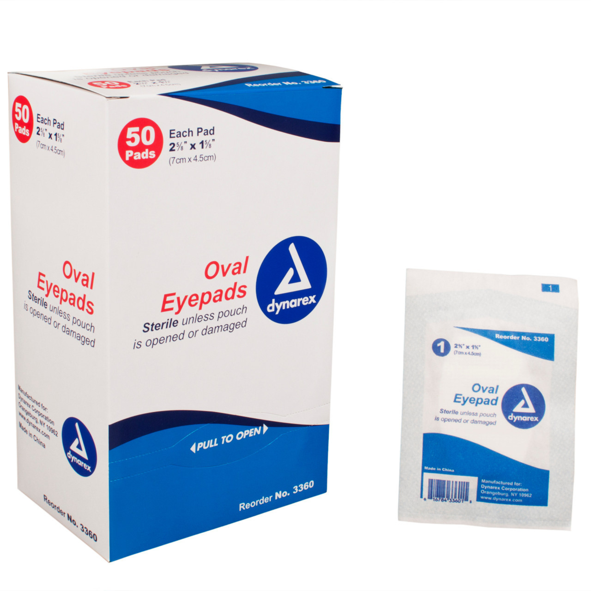 Dynarex, Oval Eye Pads, Sterile and Comfortable Eye Protection, 1 5/8" x 2 5/8", Box of 50