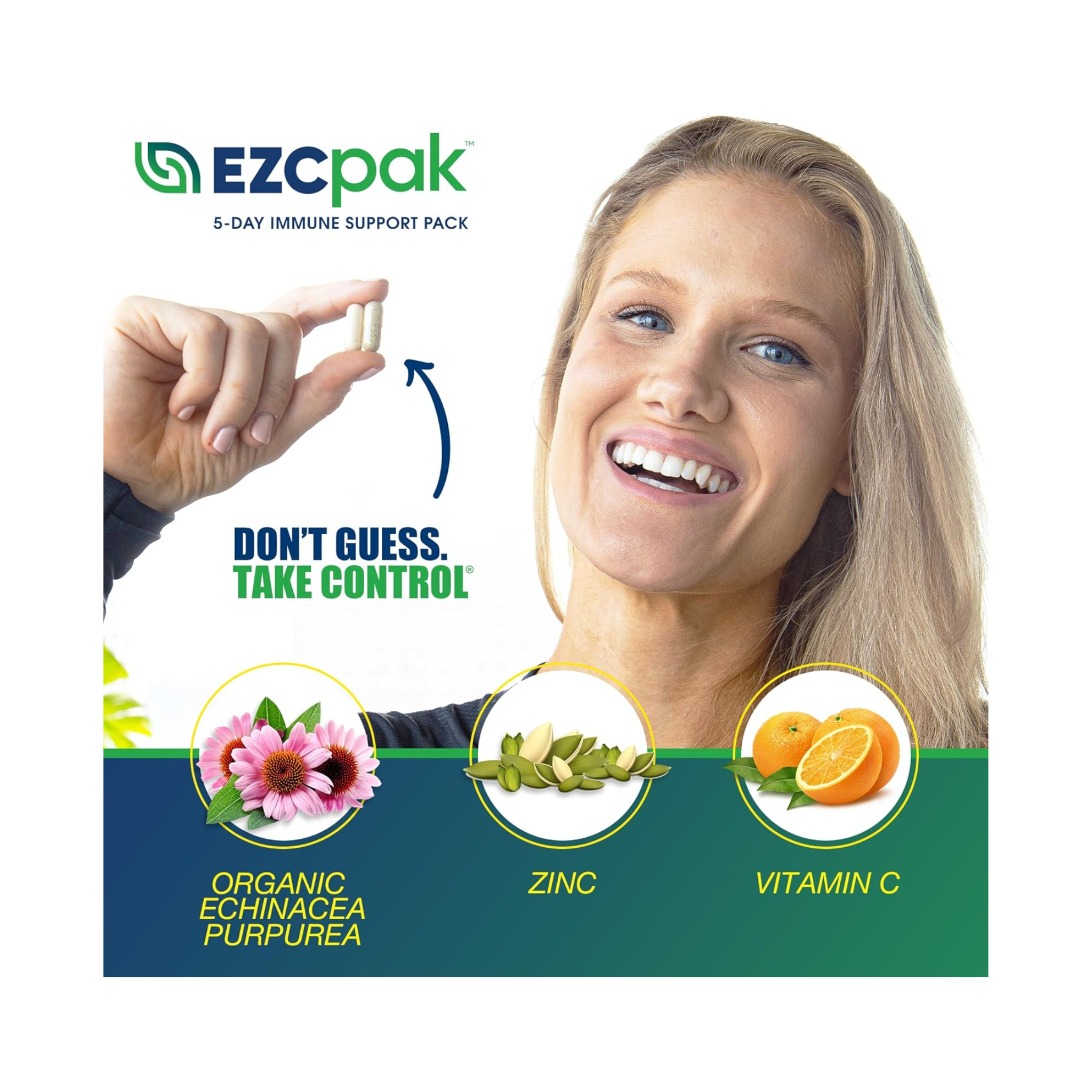EZC Pak, Echinacea, Zinc & Vitamin C, Immune Support Supplement, 1 Pack