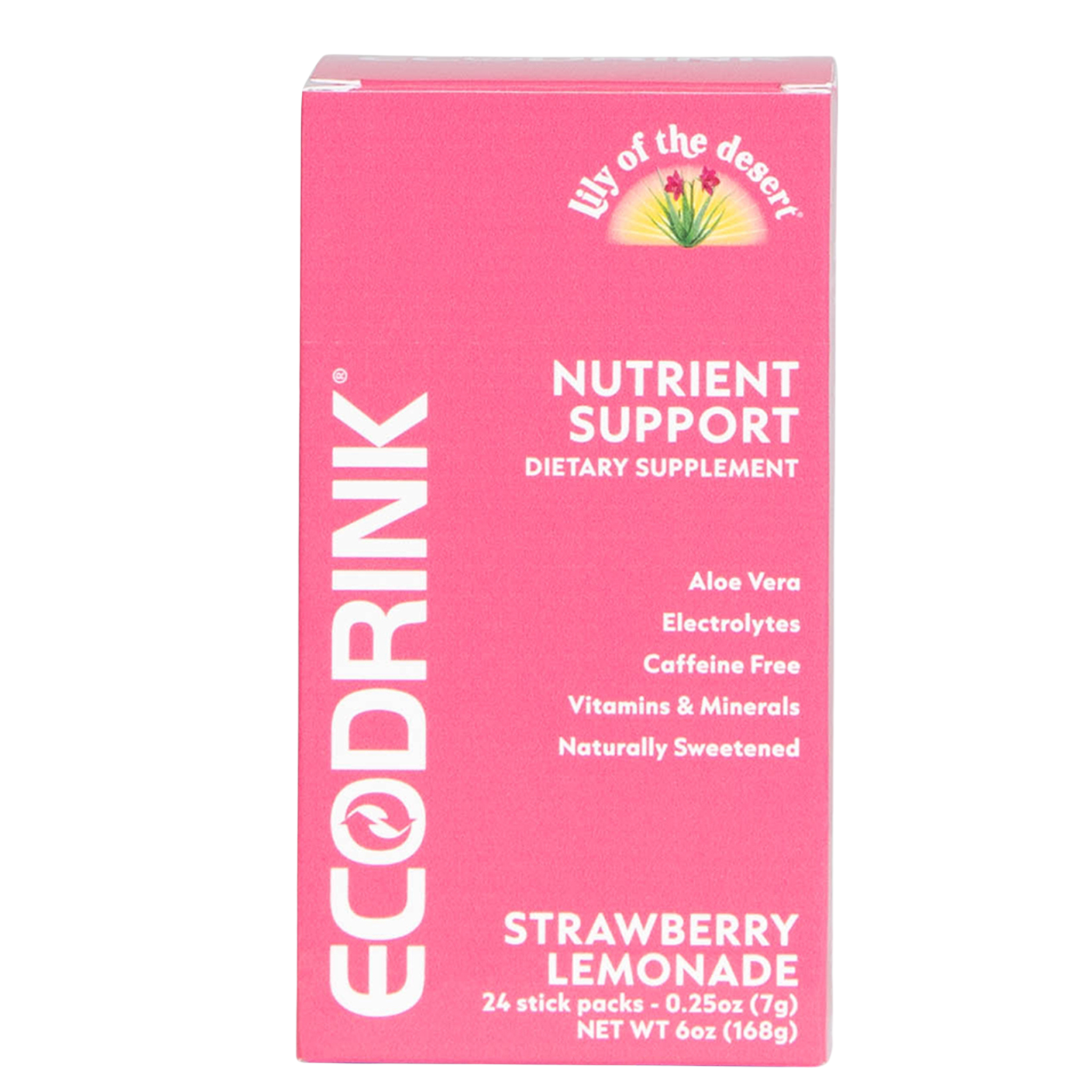EcoDrink, Strawberry Lemonade Nutrient Support Drink Mix, Daily Multivitamins and Electrolytes, Immune and Energy Support, 24 Count (Pack of 8)