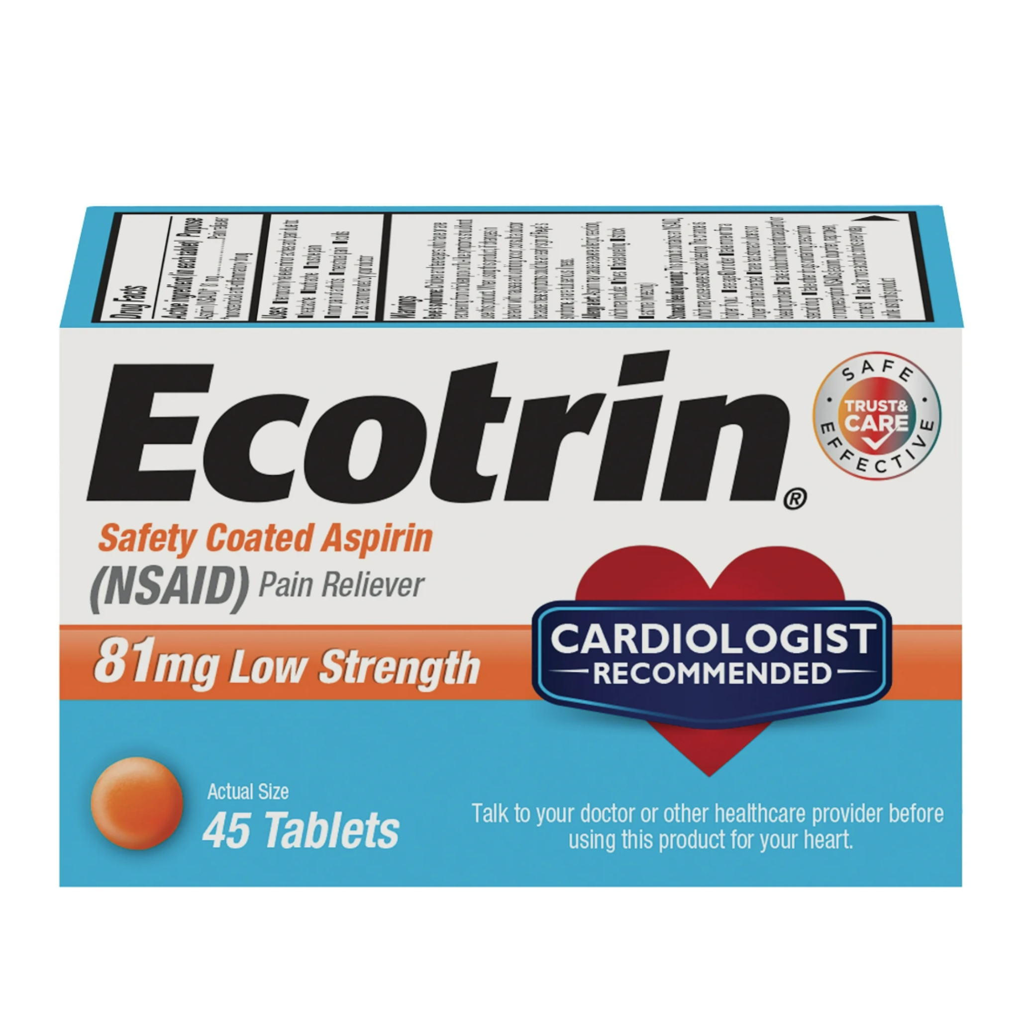 Ecotrin 81 mg Low Strength Tablets 45 Tablets - Pharmaful