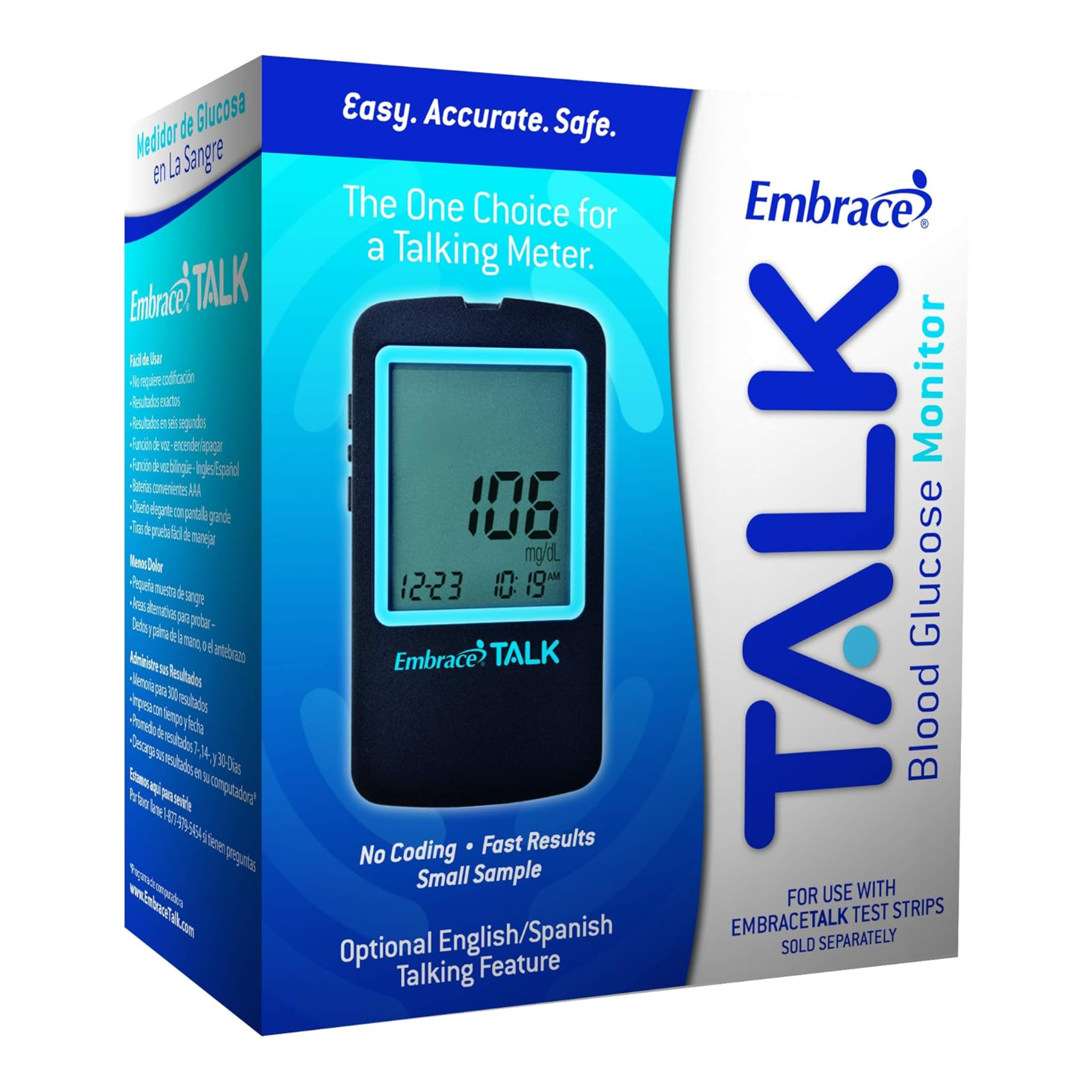 Embrace Talk, Blood Glucose Meter, Voice Guidance for Easy Testing