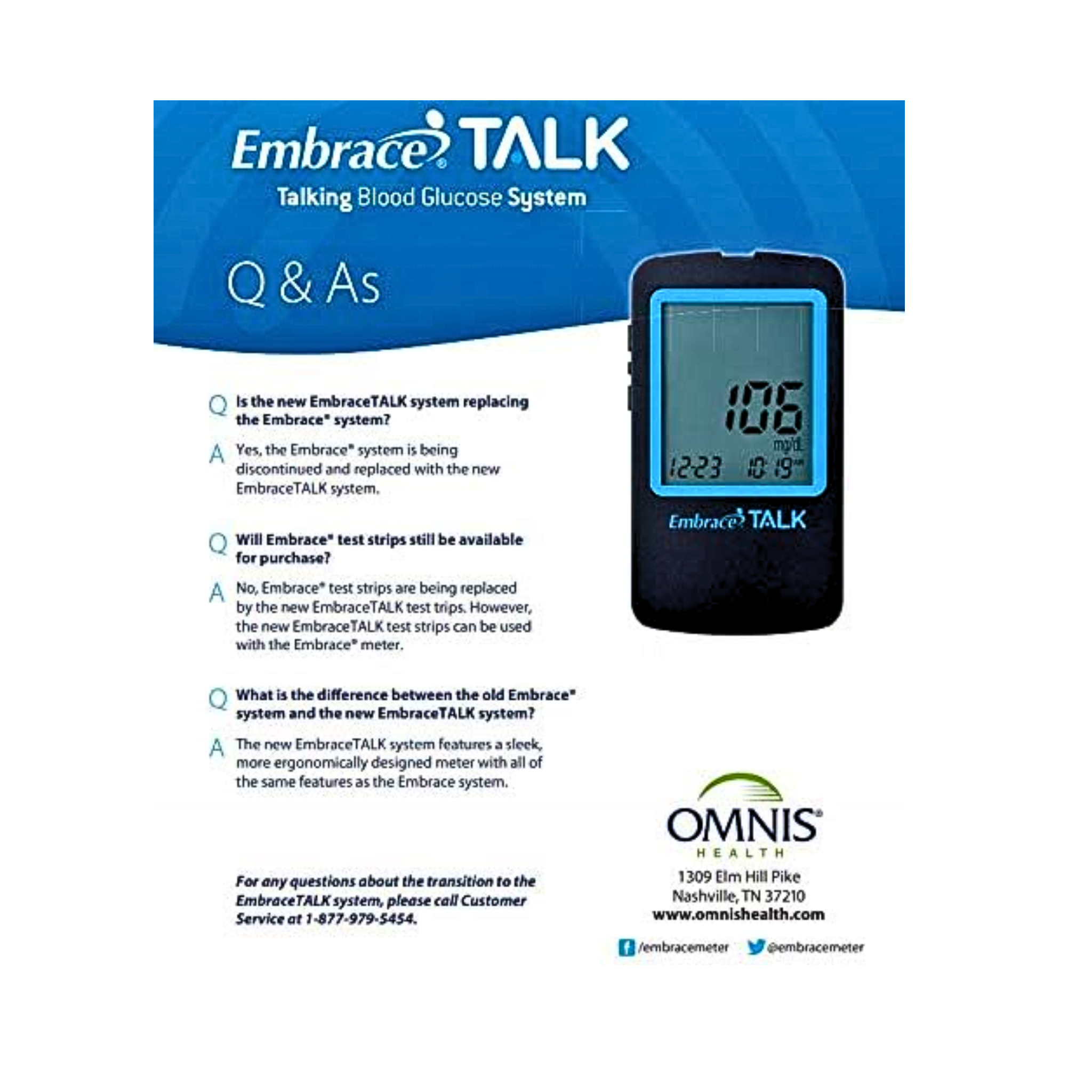 Embrace Talk, Blood Glucose Meter, Voice Guidance for Easy Testing