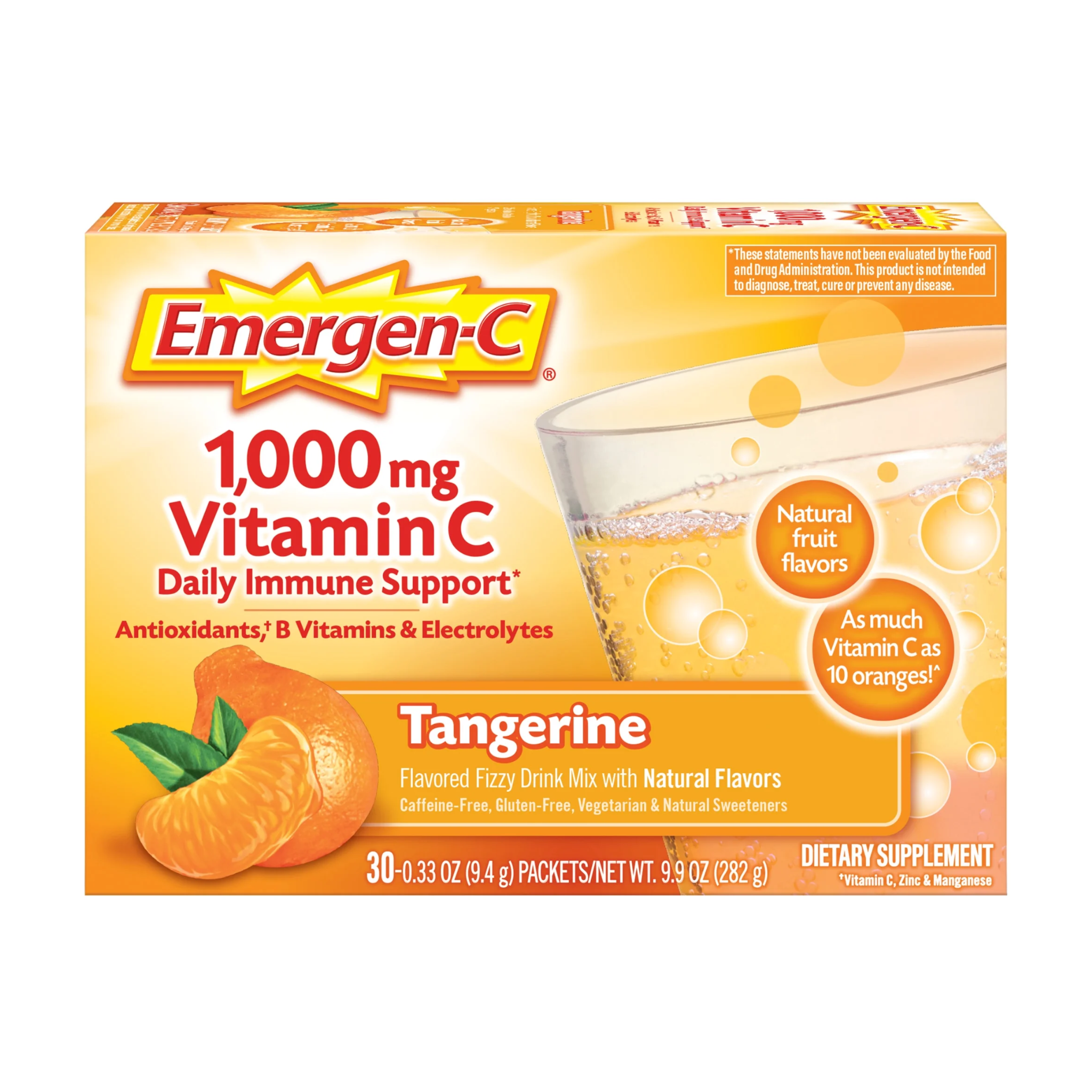 Emergen-C, Vitamin C Powder, Immune Support Supplement, Tangerine Flavor, 30 Ct