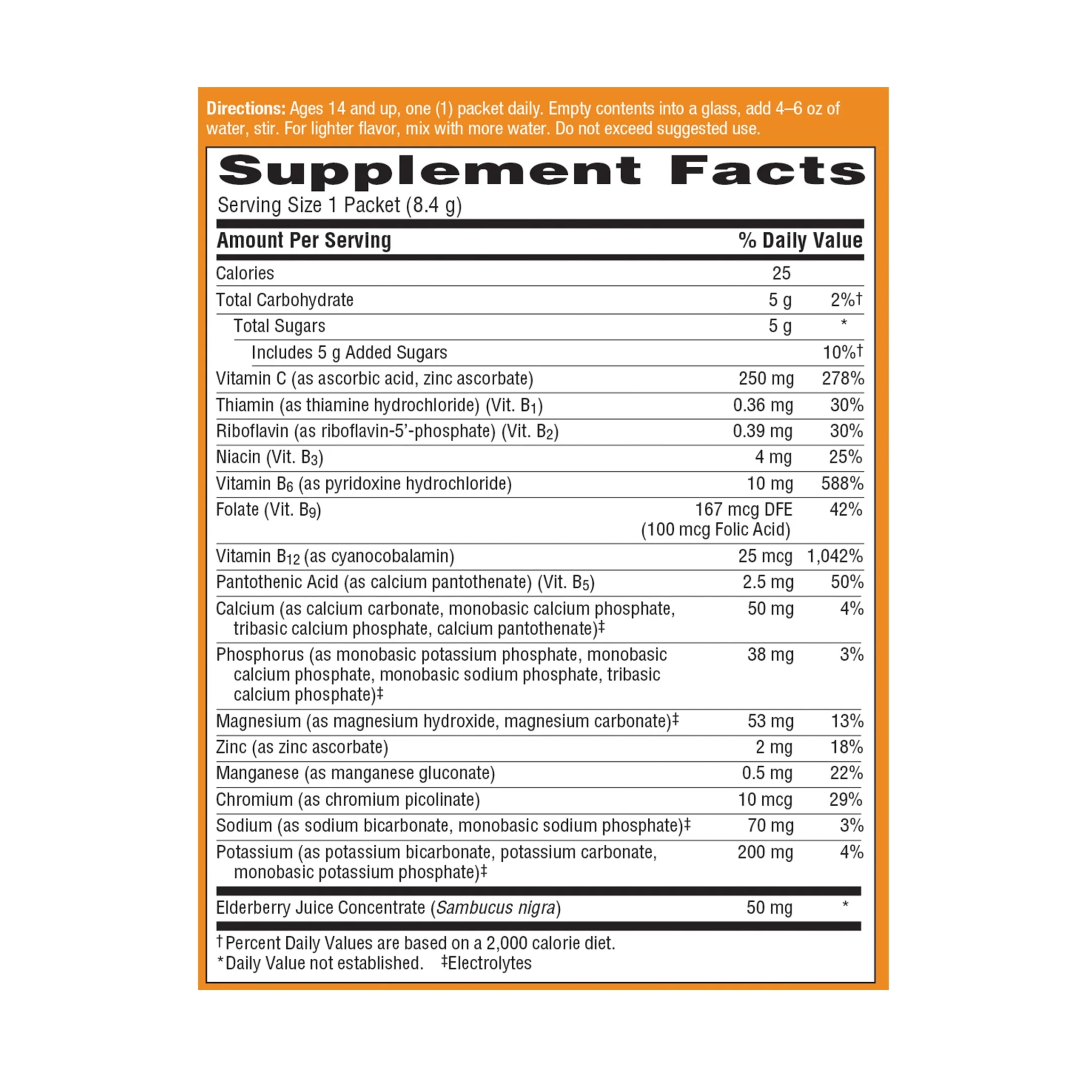 Emergen-C, High Potency Vitamin C Fizzy Drink Mix, Immune Support Supplement, Elderberry Flavor, 18 Ct