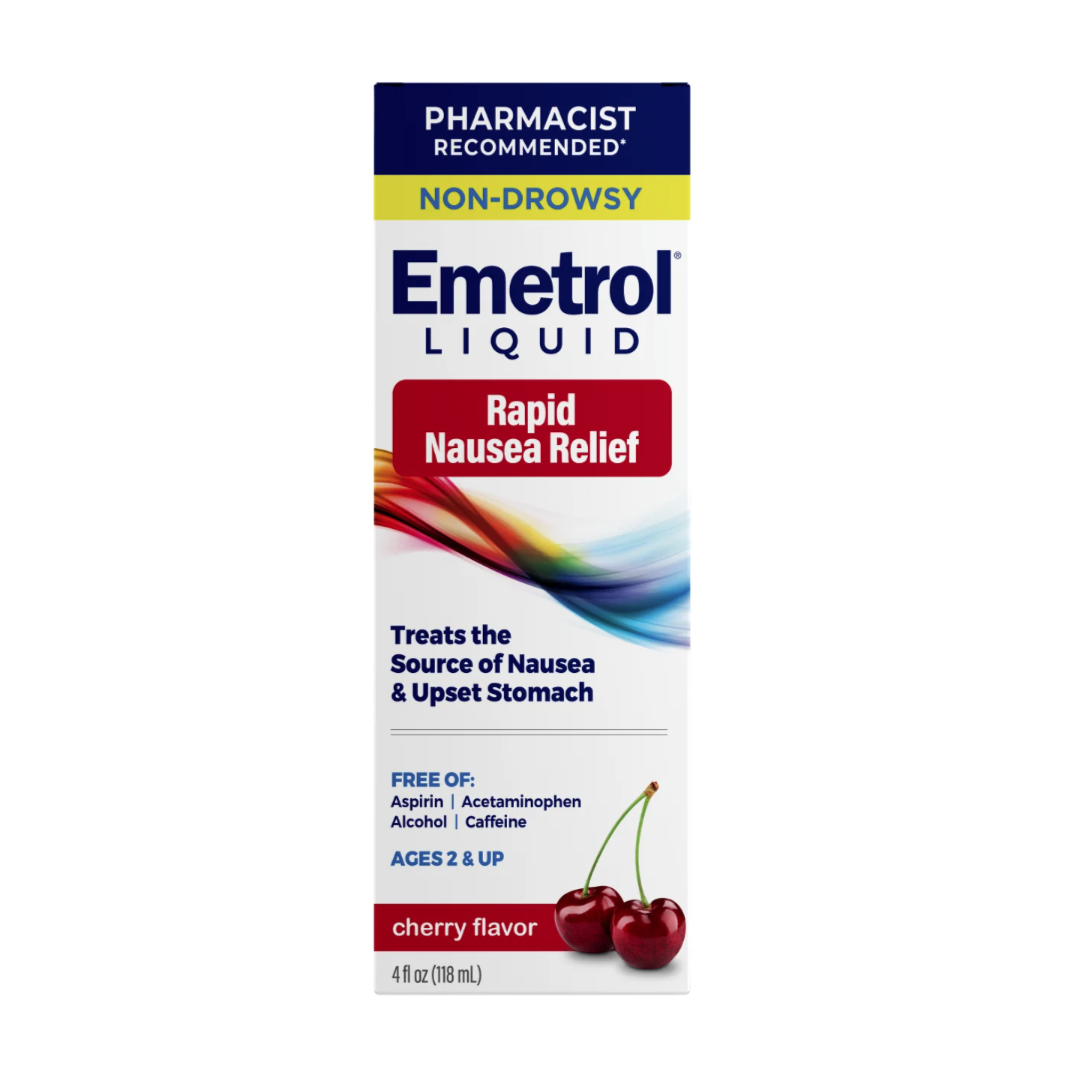 Emetrol Nausea and Upset Stomach Relief Liquid Medication, Cherry, 4 oz