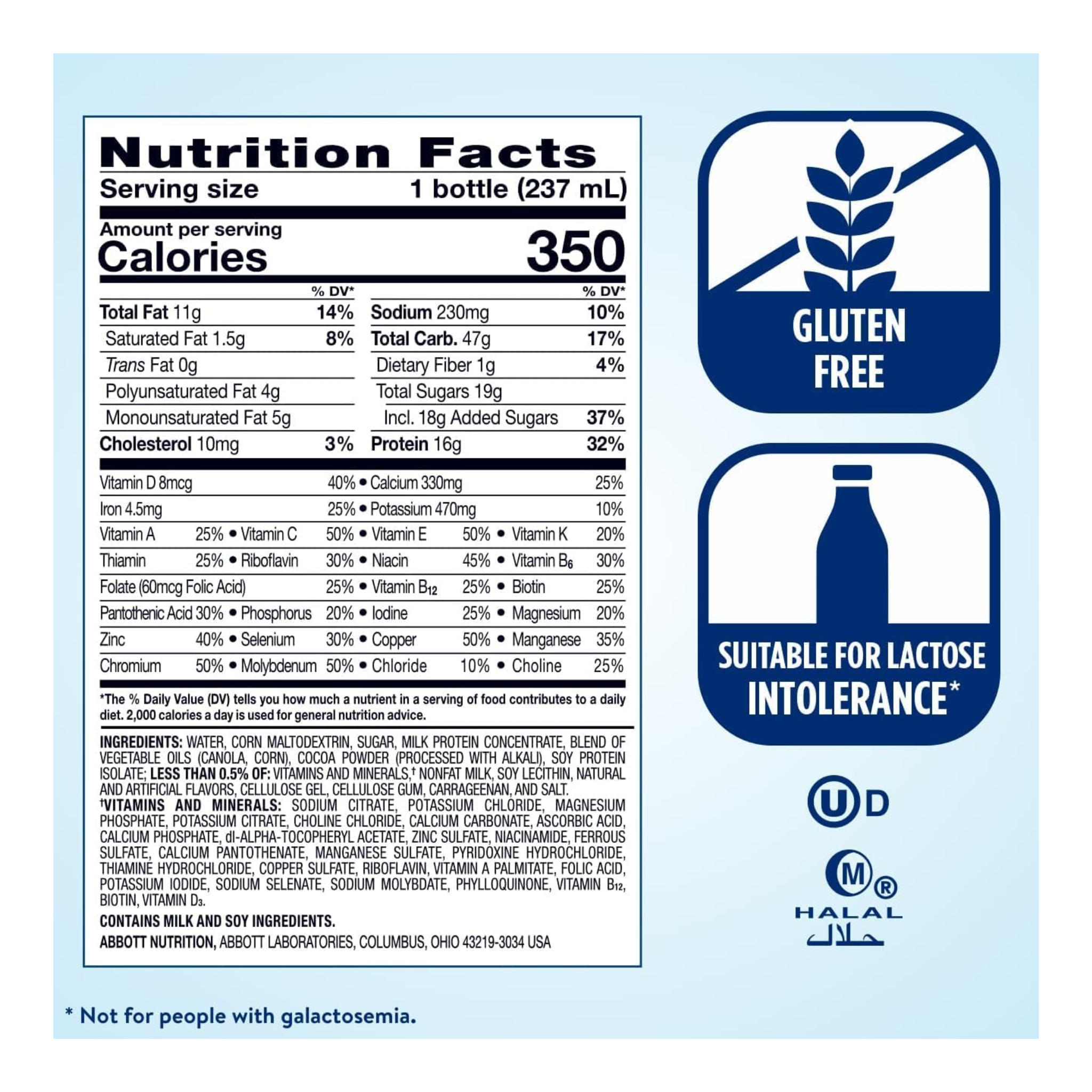 Ensure, Plus Dark Chocolate Nutrition Shake, High-Protein Meal Replacement, 8 fl oz, 24 Pack