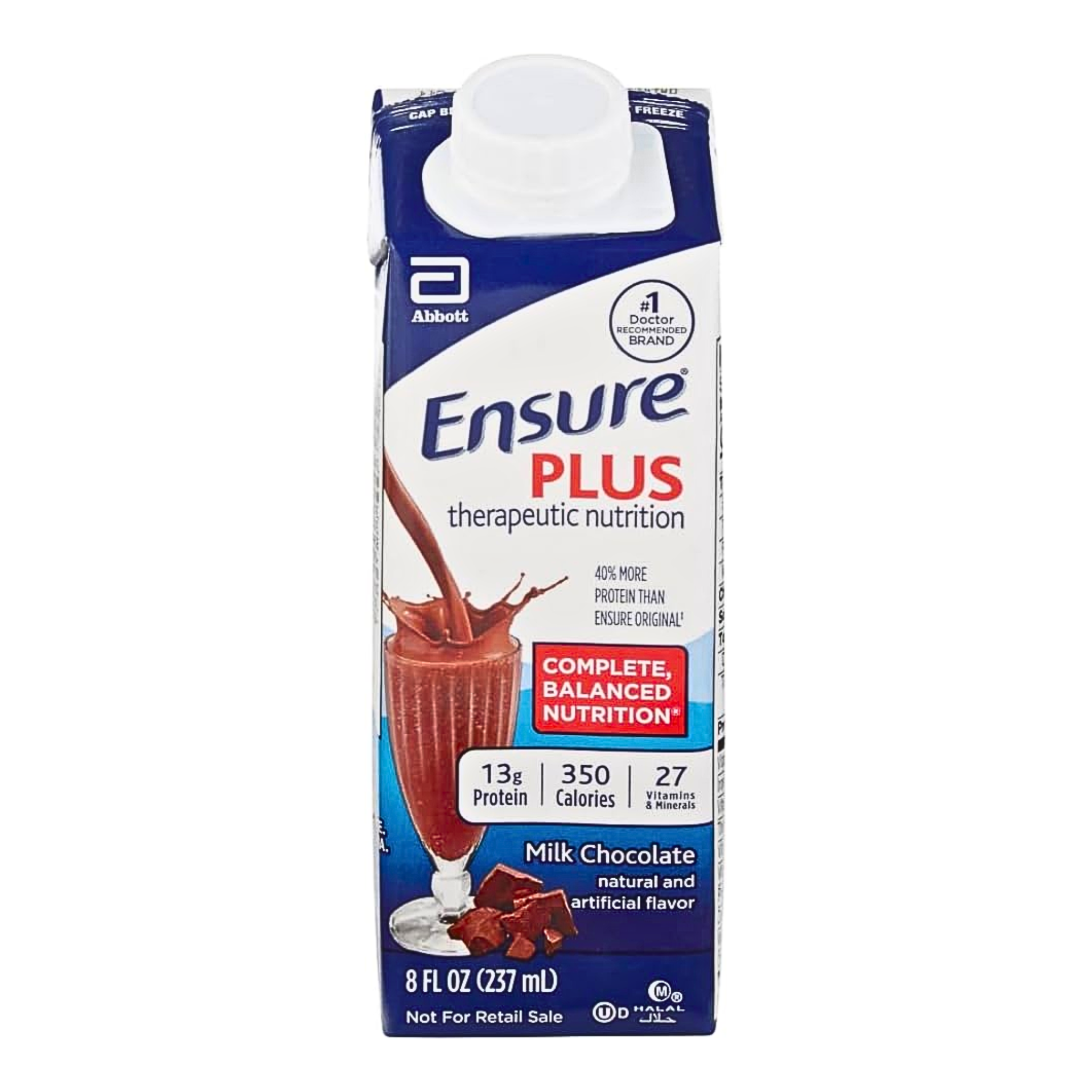 Ensure, Plus Nutritional Supplement, 16g Protein & 350 Calories, Chocolate, 8 fl oz, 24 Pack