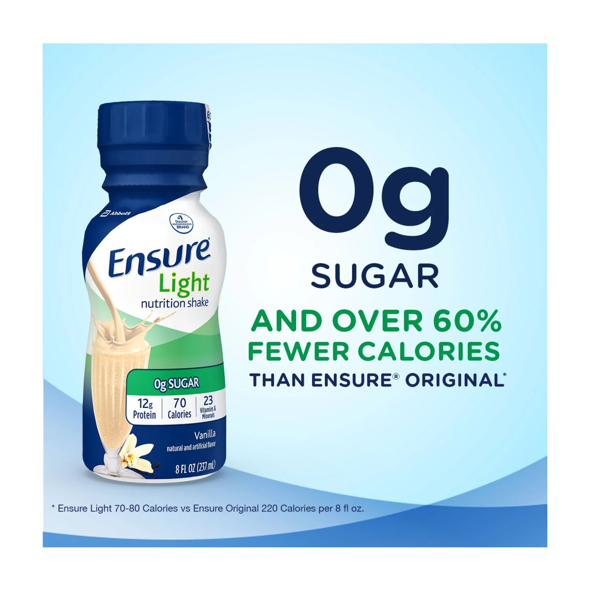 Ensure, Light Nutritional Shake, 12g Protein, Balanced Nutrition, Vanilla, 8 fl oz, 24 Pack