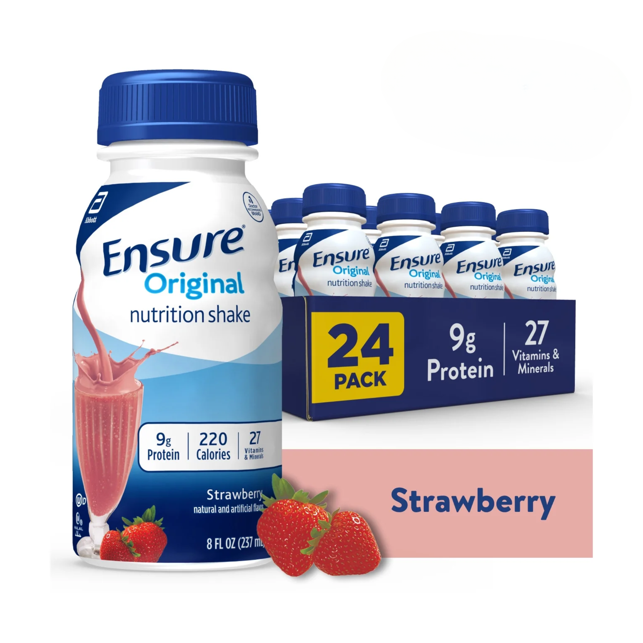 Ensure, Original Meal Replacement Nutrition Shake, Strawberry, Ready to Drink, 8 fl oz, 24 Pack