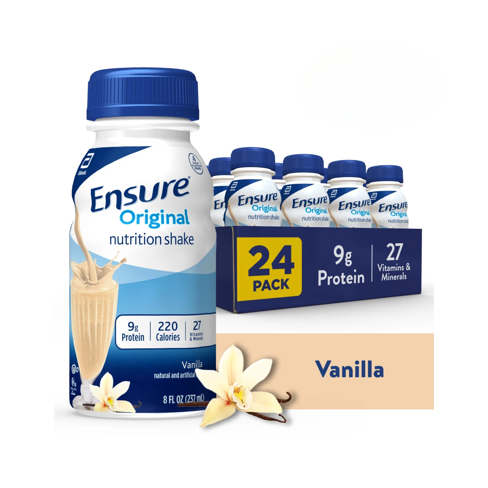 Ensure, Original Vanilla Nutrition Shake , Meal Replacement, 9g Protein & 27 Vitamins and Minerals, 8 fl oz, 24 Pack