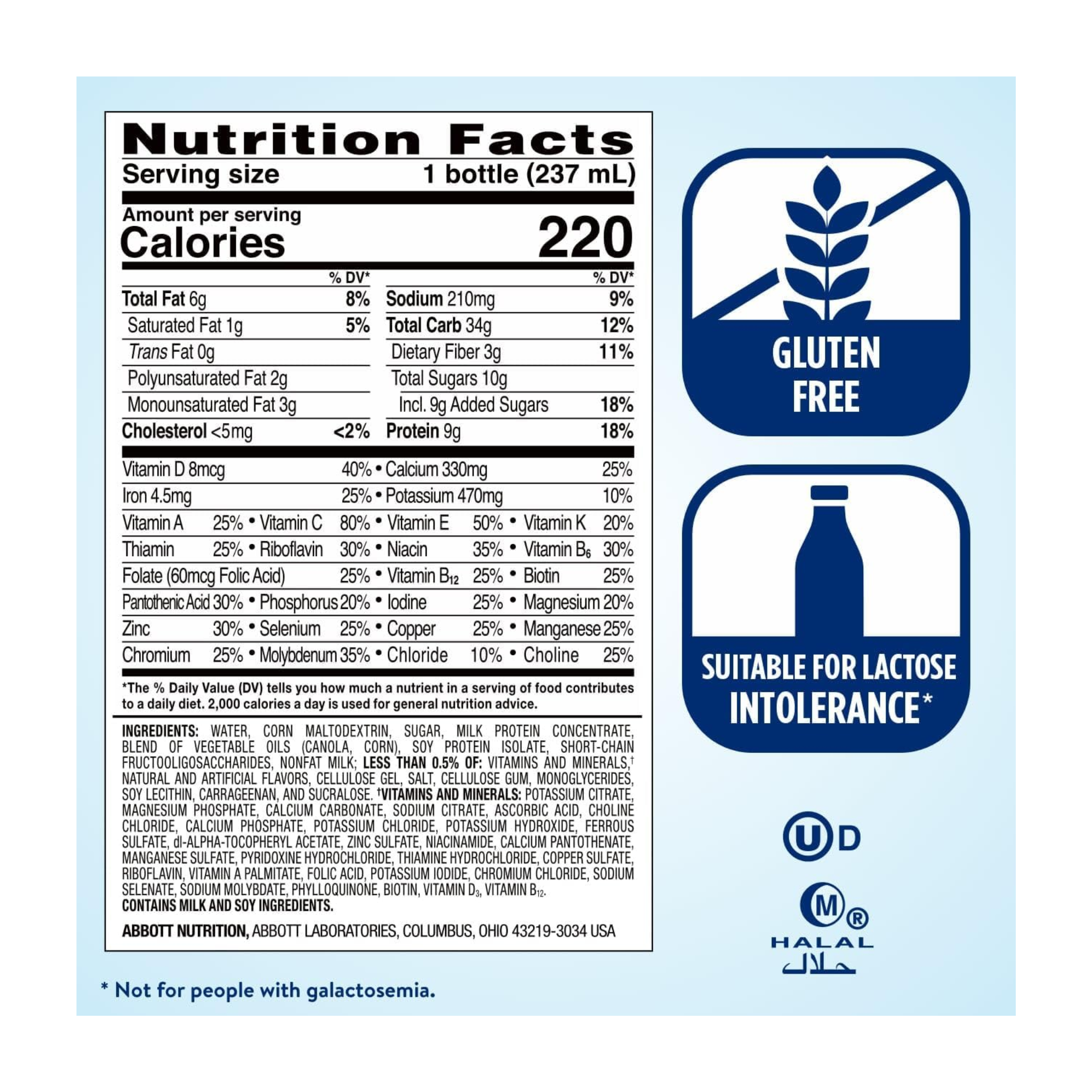 Ensure, Original Vanilla Nutrition Shake with Fiber, Meal Replacement, 9g Protein & 27 Vitamins and Minerals, 8 fl oz, 24 Pack