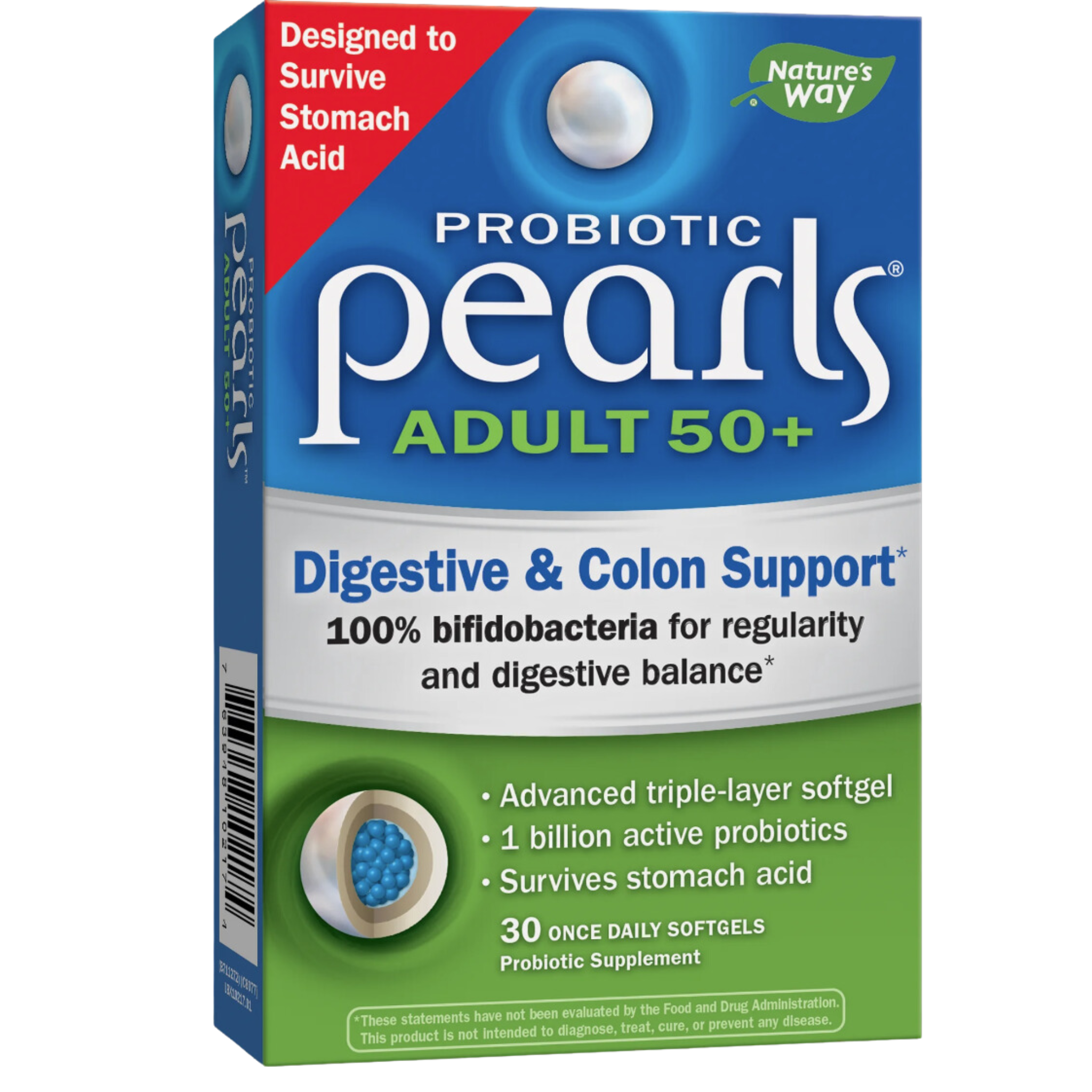 Enzymatic Therapy Probiotic Pearls, Adult 50+, 30 Count