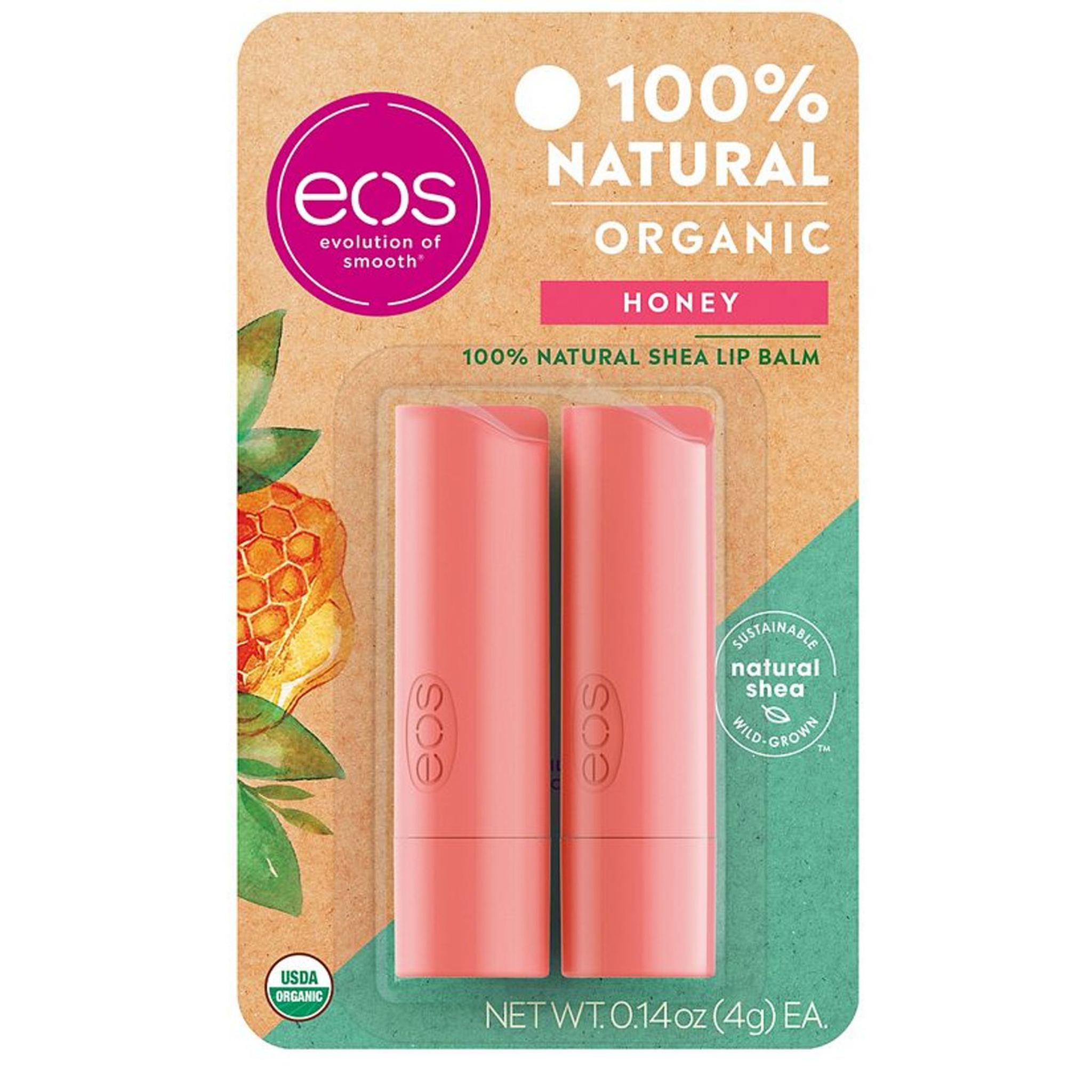 Eos Honey Organic Lip Balm Sticks, 0.14 oz