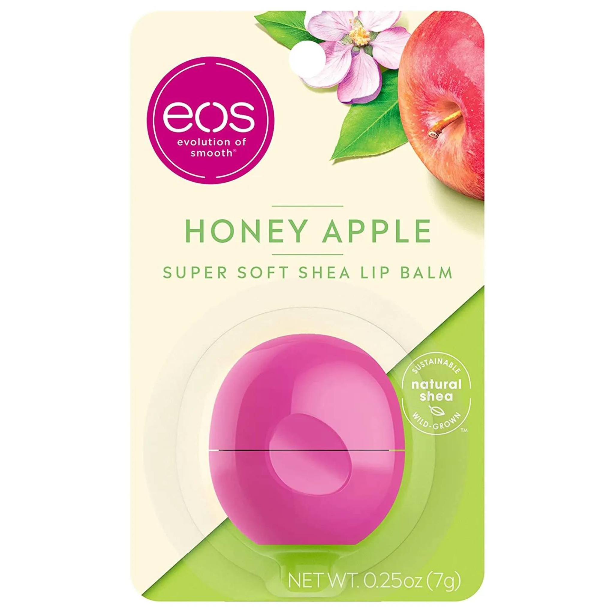 Eos Super Soft Shea Lip Balm - Honey Apple, 24 Hour Hydration, Lip Care to Moisturize Dry Lips, Gluten Free,  0.25 oz