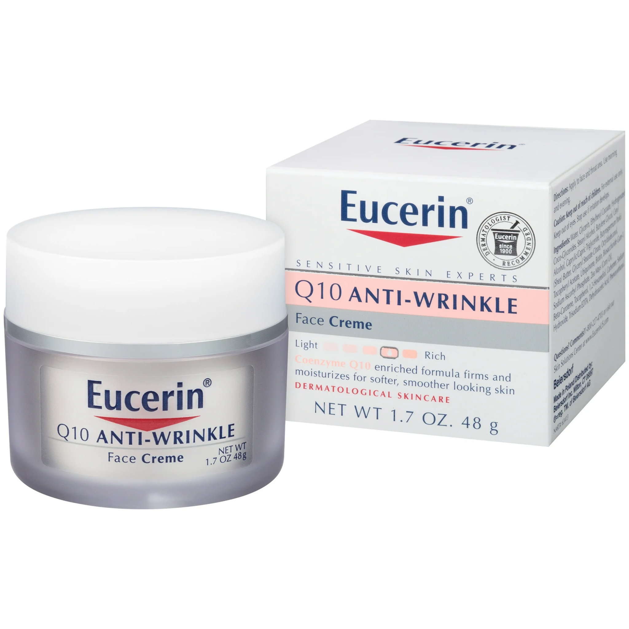 Eucerin, Q10 Anti-Wrinkle Face Creme, Moisturizing Sensitive Skin Care with Coenzyme Q10, 1.7 oz